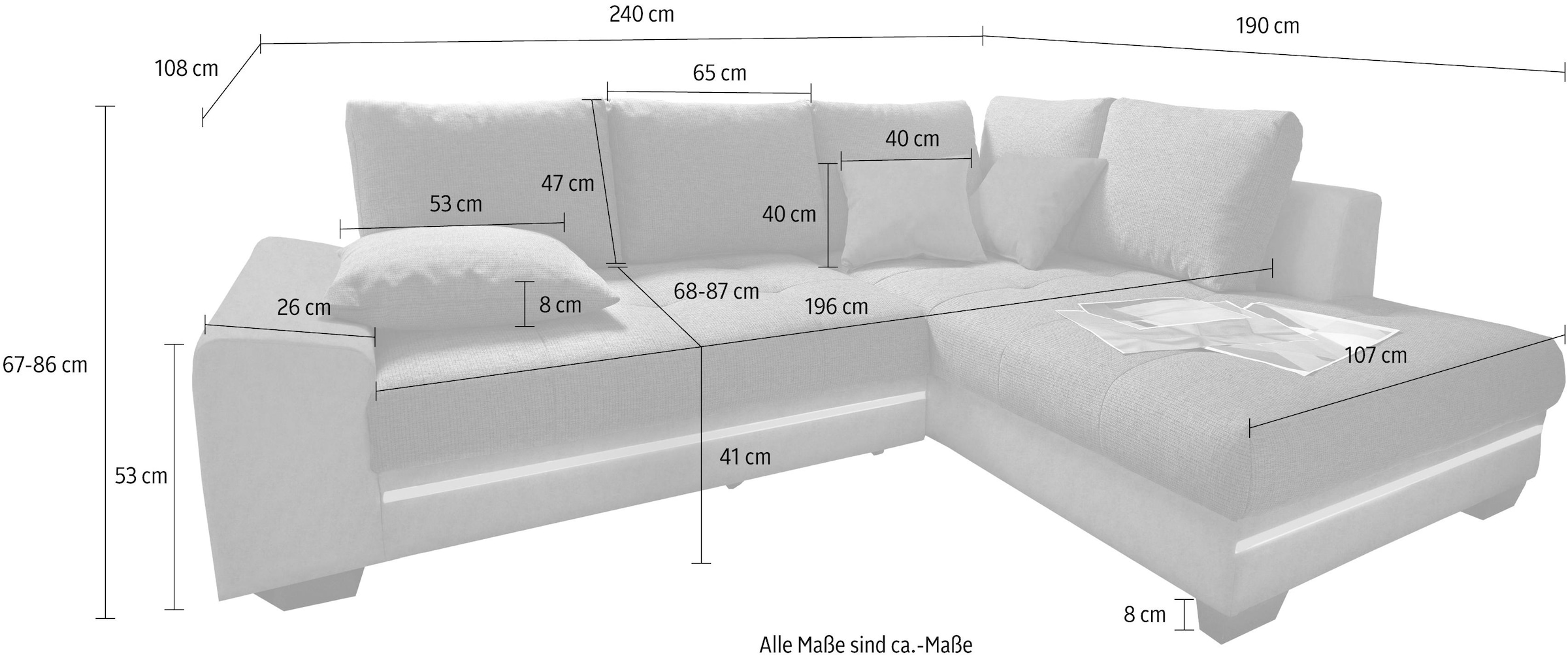 Mr. Couch Ecksofa »Nikita L-Form«, wahlweise mit Kaltschaum (140kg Belastung/Sitz), Bettfunktion