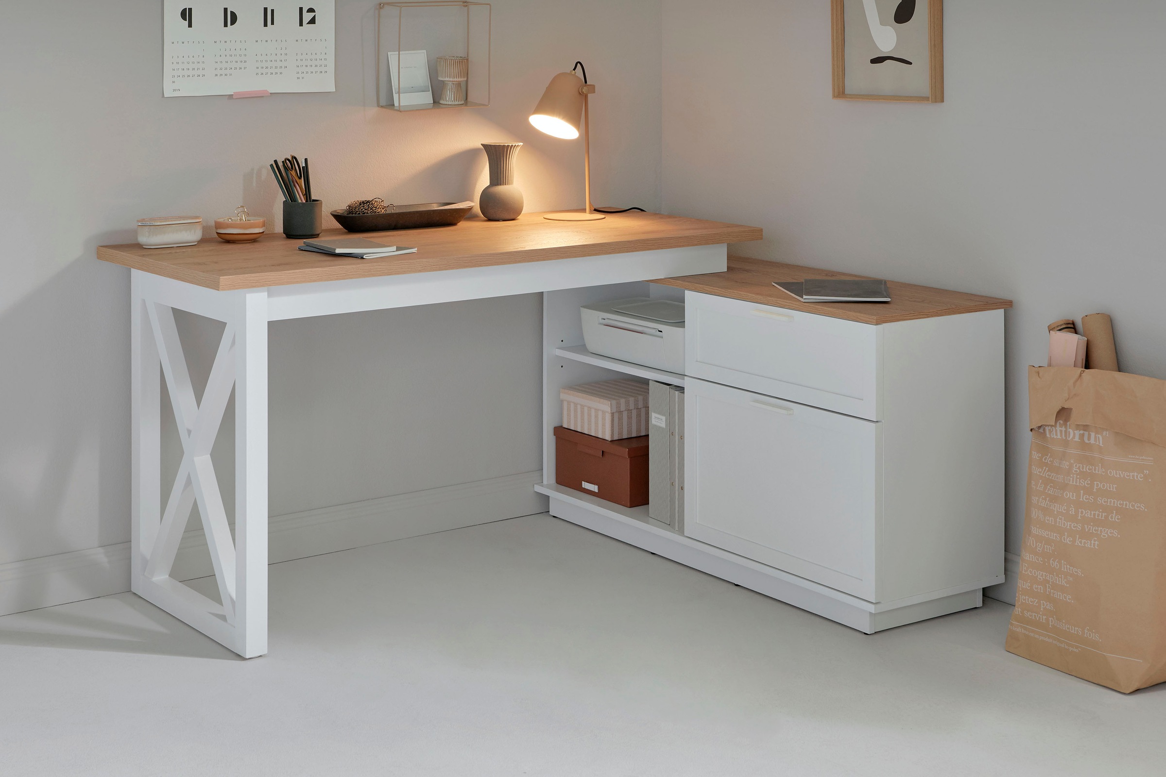 Jahnke Eckschreibtisch "CHALET D 155 E", (1 St.), im Landhausstil, wechsels günstig online kaufen