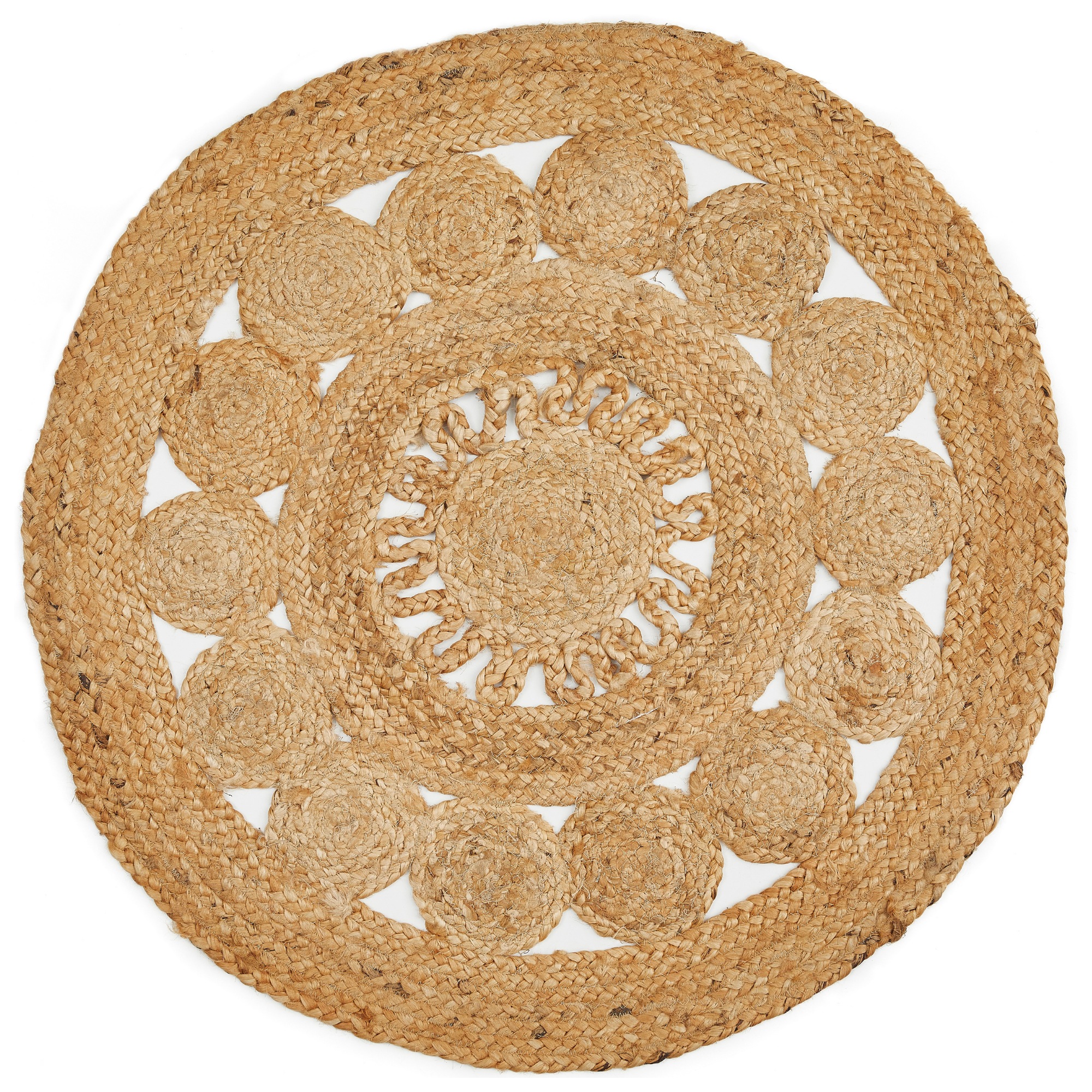 LUXOR living Teppich "Balo" rund 6 mm Höhe Juteteppich, reine Naturfaser, handgeflochten, Flecht Design