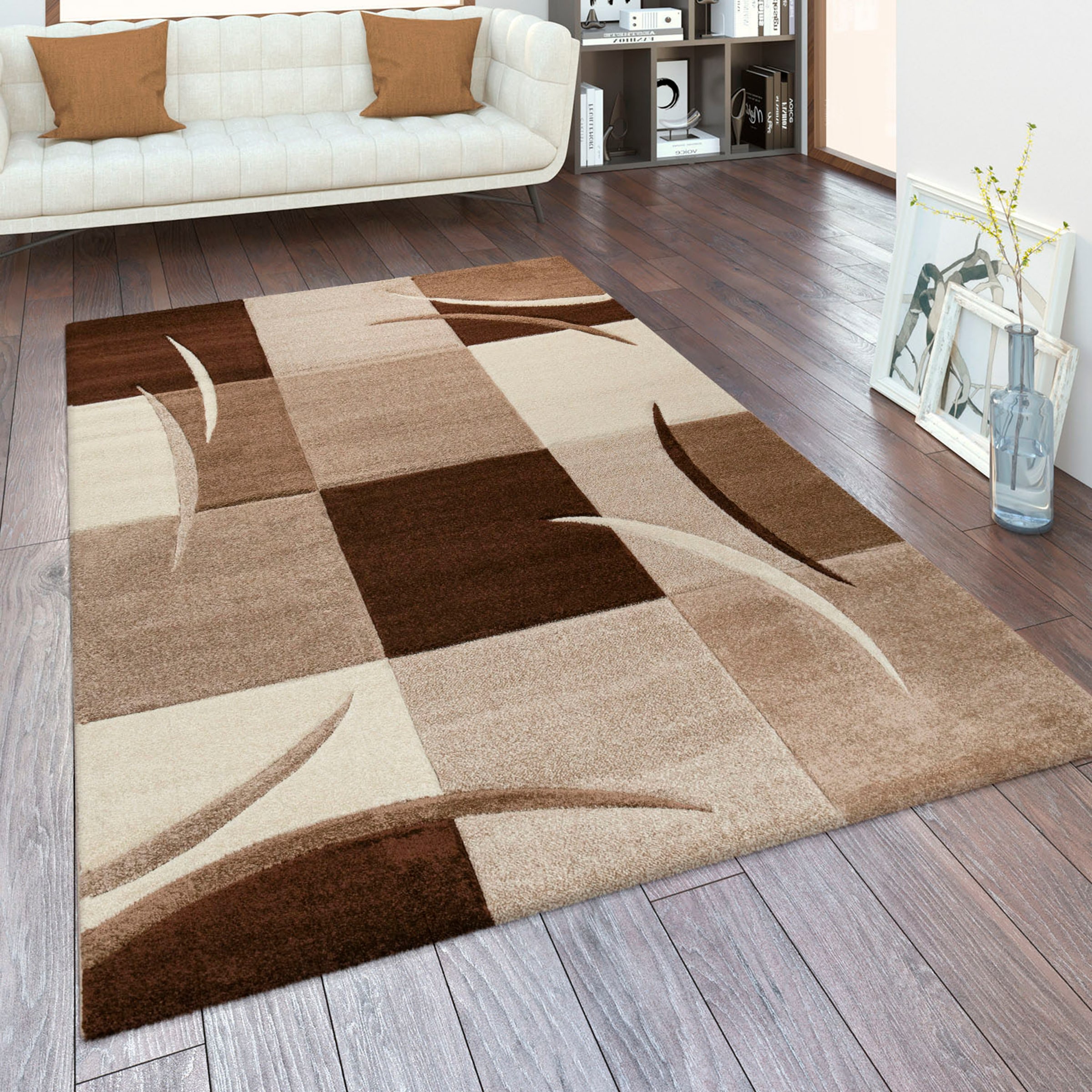 Paco Home Teppich Muster, 665«, rechteckig, Schlafzimmer 3D-Design, als Karo Wohnzimmer, | Läufer, »Diamond auch BAUR
