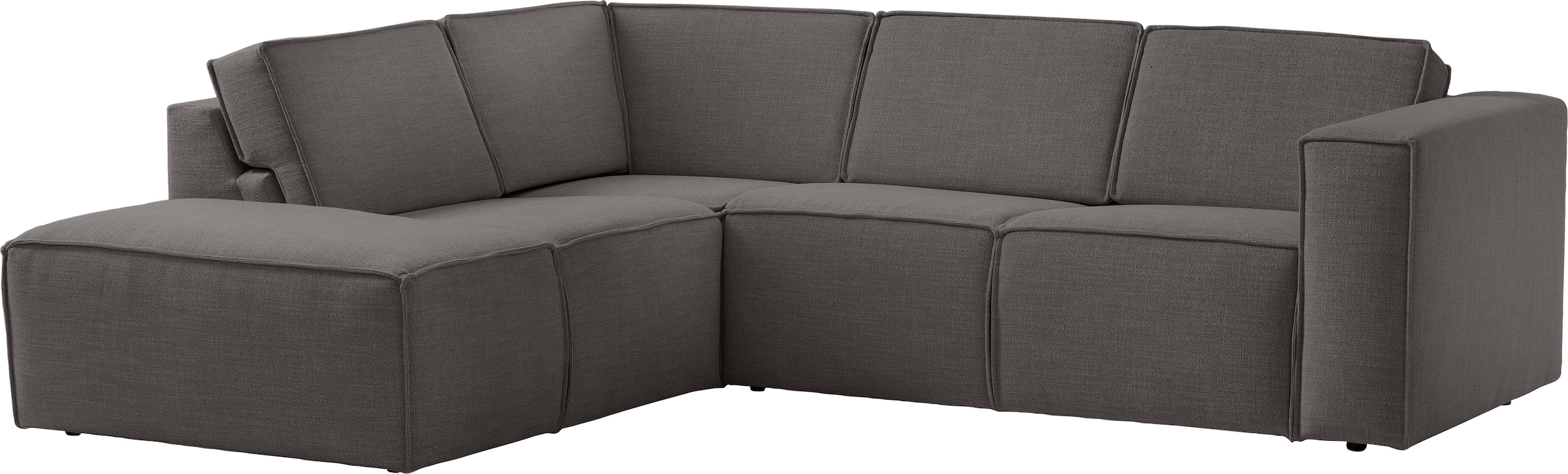 TRENDMANUFAKTUR Ecksofa »Dice, aktuelles Design, L-Form, mit komfortabler«, Sitztiefenverstellung und Kaltschaumpolsterung toller Sitzkomfort