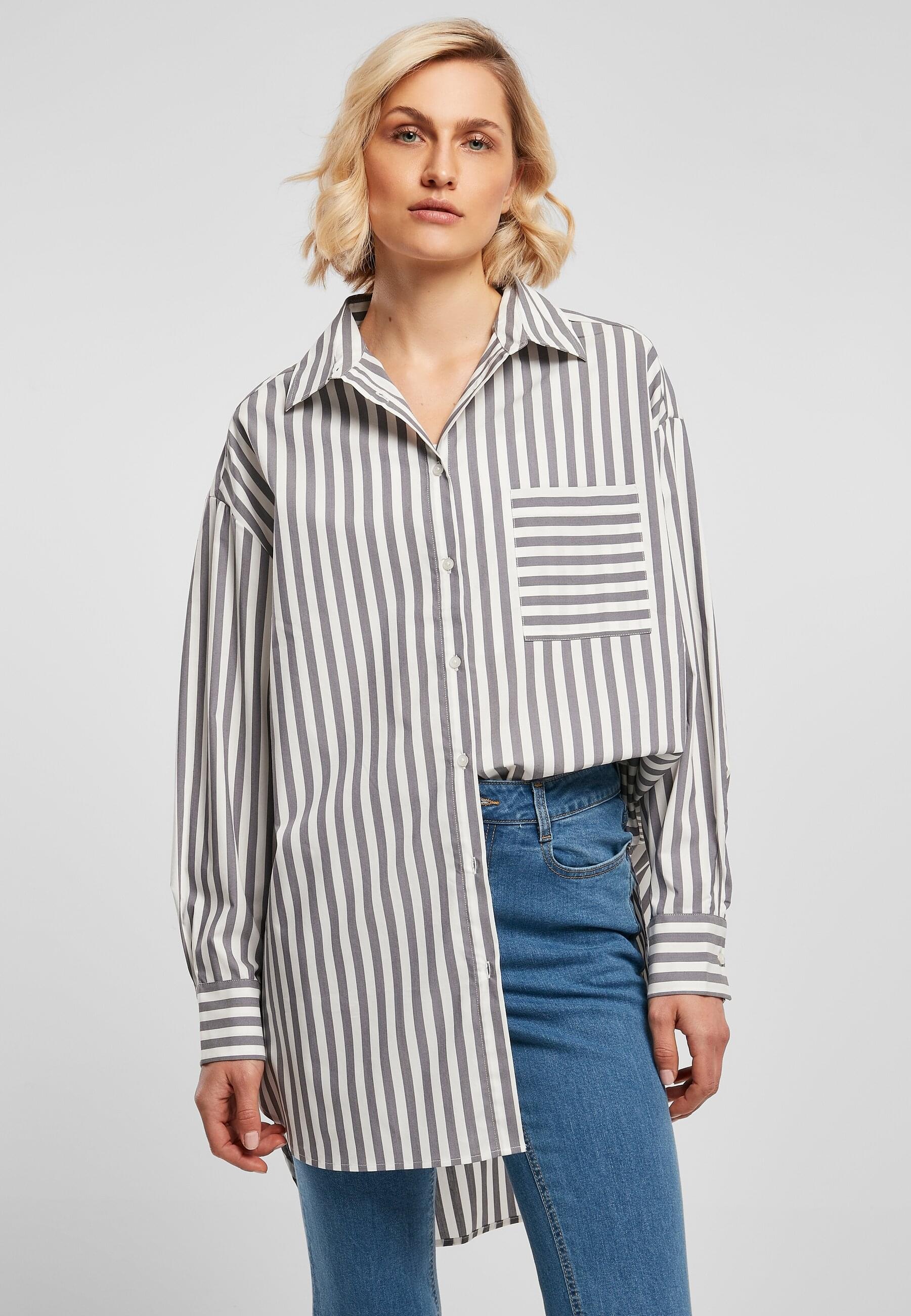 URBAN CLASSICS Klassische Bluse »Urban Classics Damen Ladies Oversized Stripe Shirt«