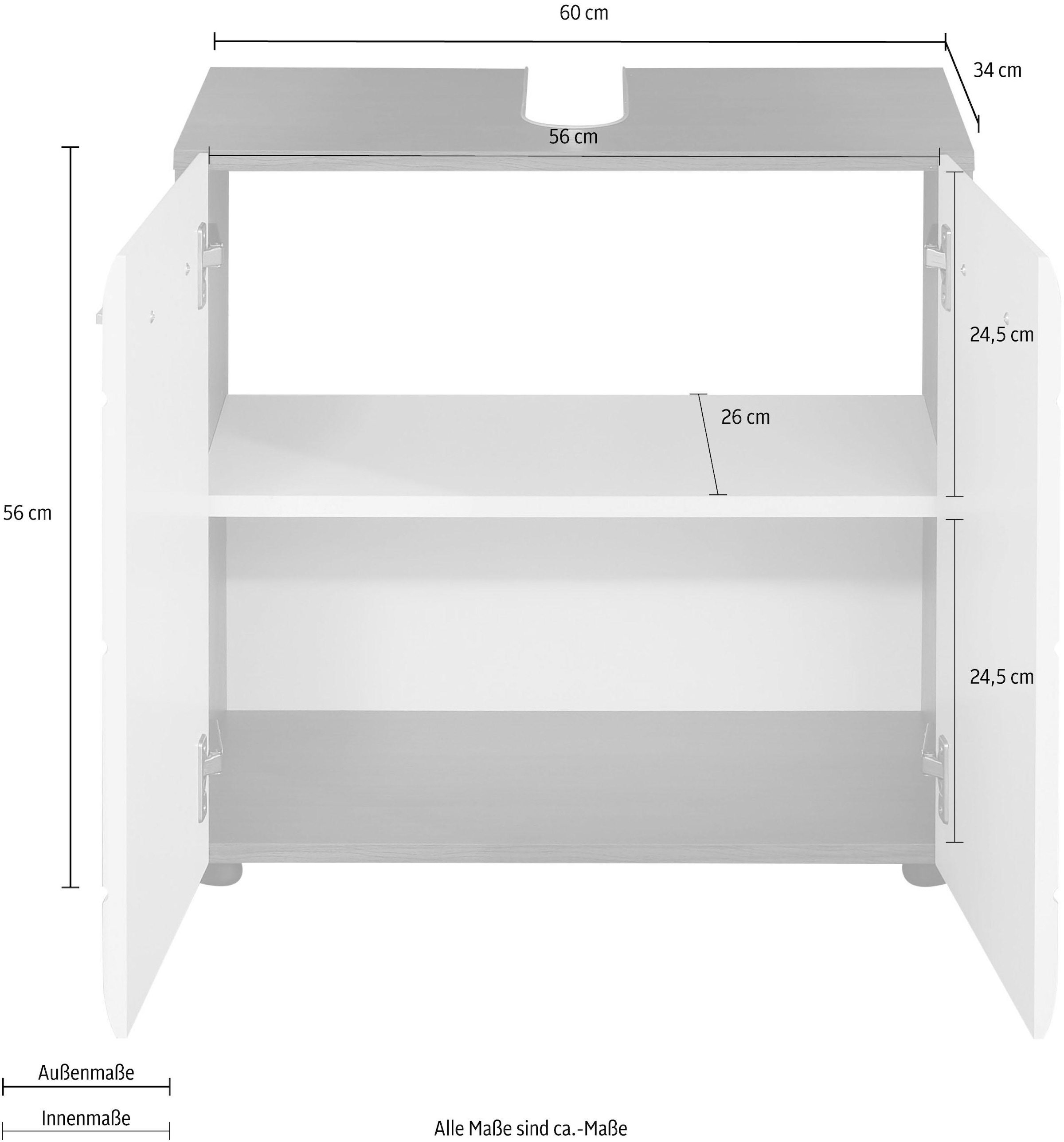 INOSIGN Waschbeckenunterschrank »Sovana«, Waschtisch mit verstellbarem Fach - Maße (B/T/H) 60/31/56 cm