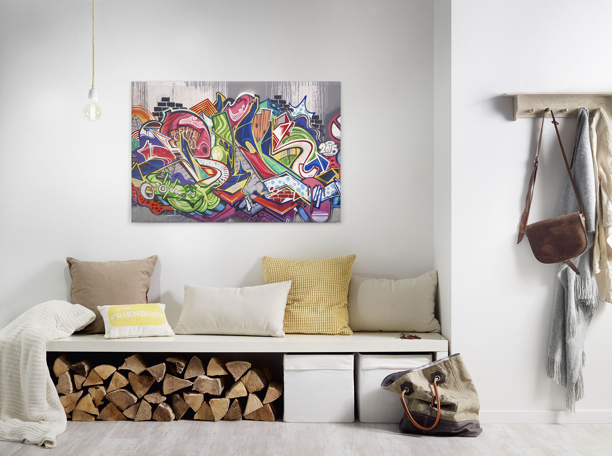 A.S. Création Leinwandbild "Graffiti" Gemälde Kunst 1 Stk. tlg. Graffiti Keilrahmen Jugendzimmer Bunt Leinwand-Bild Wohnzimmer modern