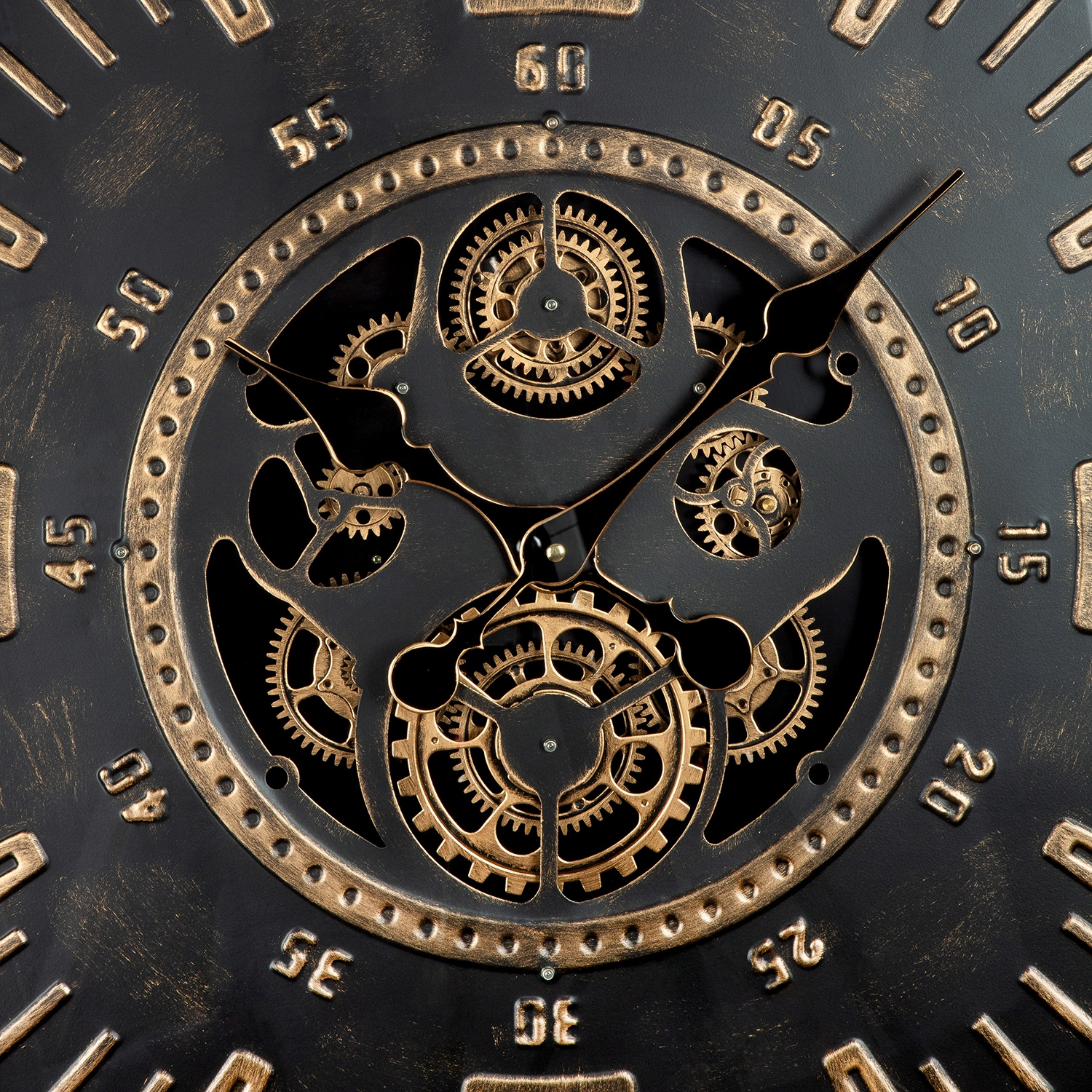 GILDE Wanduhr »Wanduhr rund Pertador schwarz« Zahnrädermotiv, Uhrwerk, Wohnzimmer, Büro, Industrial, Dekoration