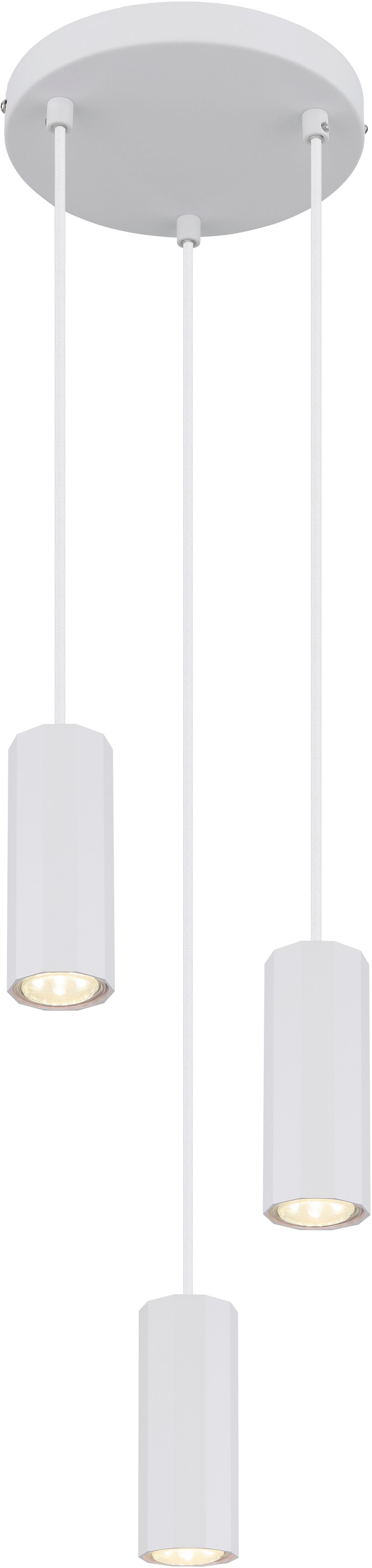 GLOBO LIGHTING Hängeleuchte "JAMES", weiß matt, 3, Ø 21cm H: 120cm, 1 Stk., Leuchten, Weiß matte Hängeleuchte mit Aluminium und GU10-Fassung, Hängeleuchte