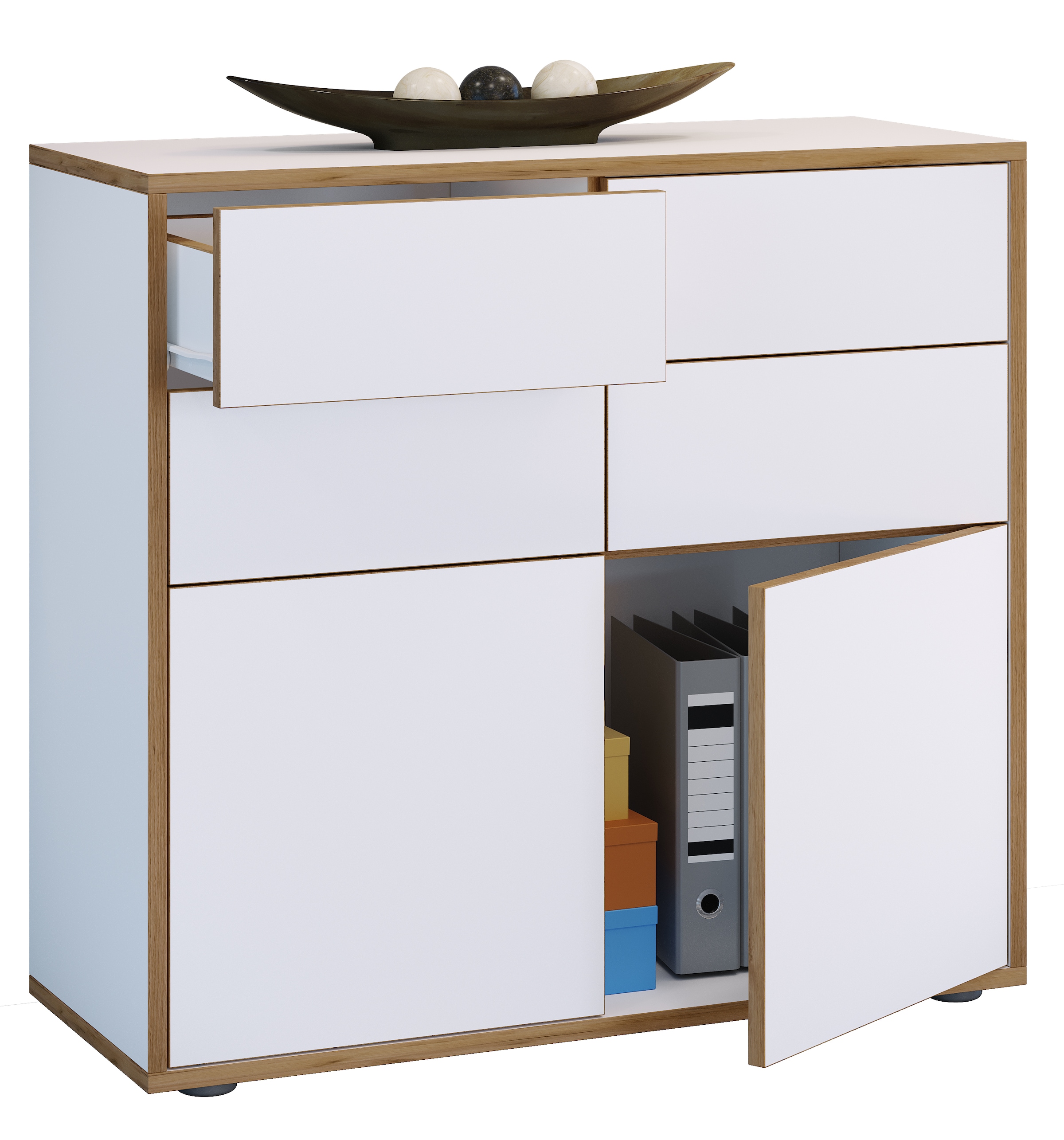Kommode VCM, B:100cm T:33cm, weiß, Schlafzimmer, Sideboards, "Holz Kommode Sideboard Salia Breite 100 Schublade"