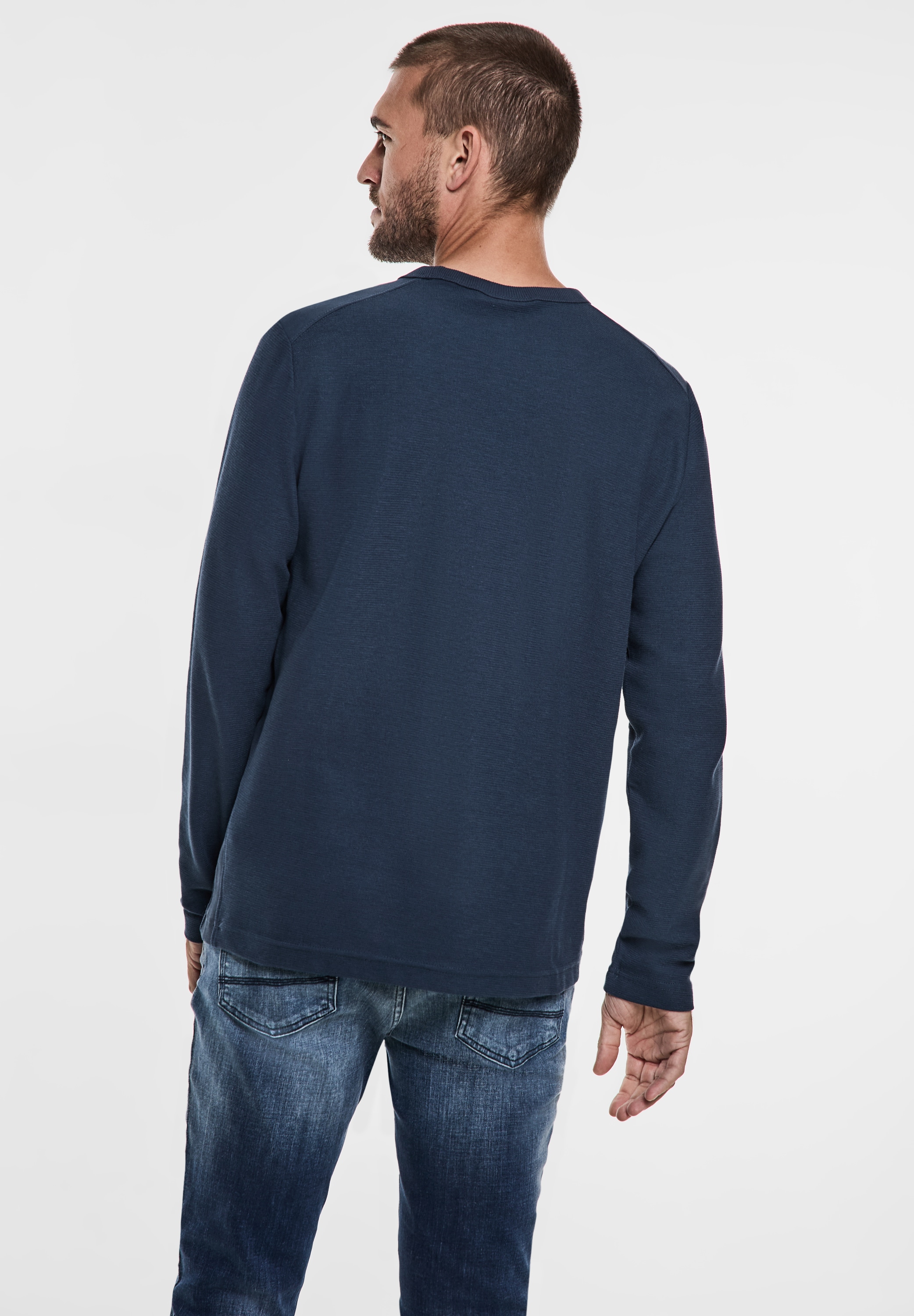 STREET ONE MEN Rundhalsshirt, mit Rundhalsausschnitt