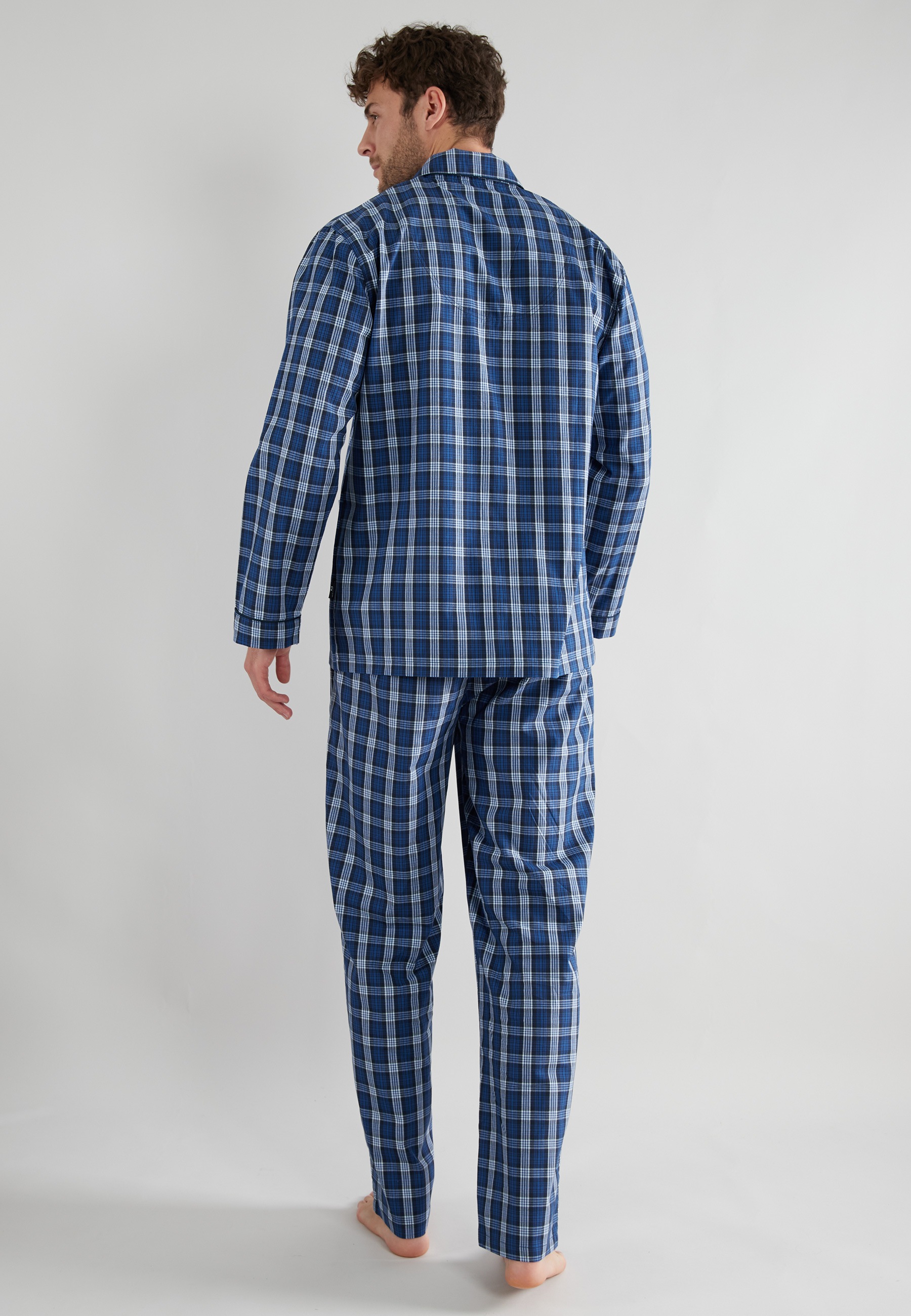 Thumbnail - GÖTZBURG Schlafanzug "Clubhouse" 2 Karomuster, Brusttasche, Baumwolle, kühlender Effekt, weich