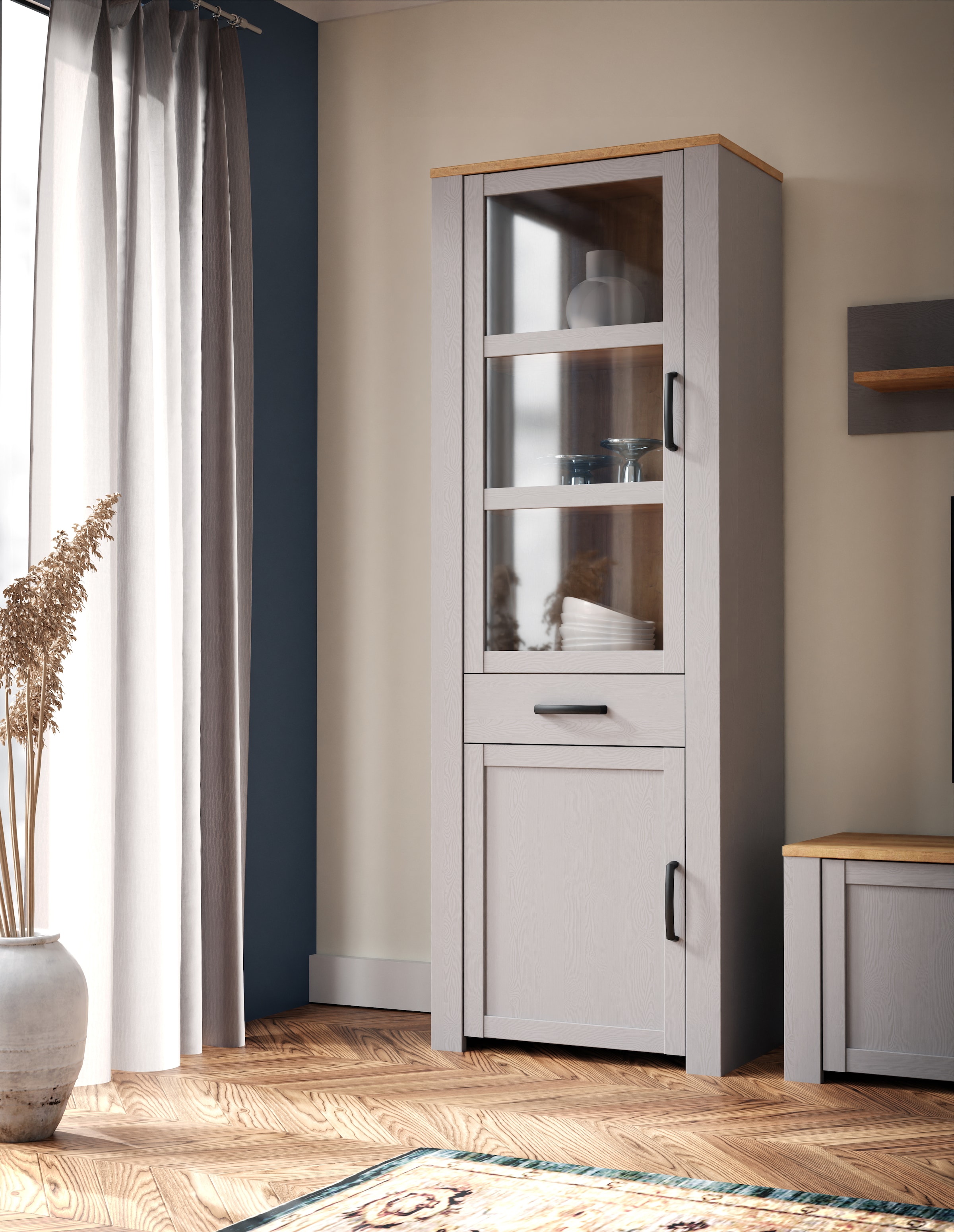 FORTE Highboard "Bohol, Vitrine, 1 Glastüre,1 SK, 1 Türe" Breite 71 cm günstig online kaufen