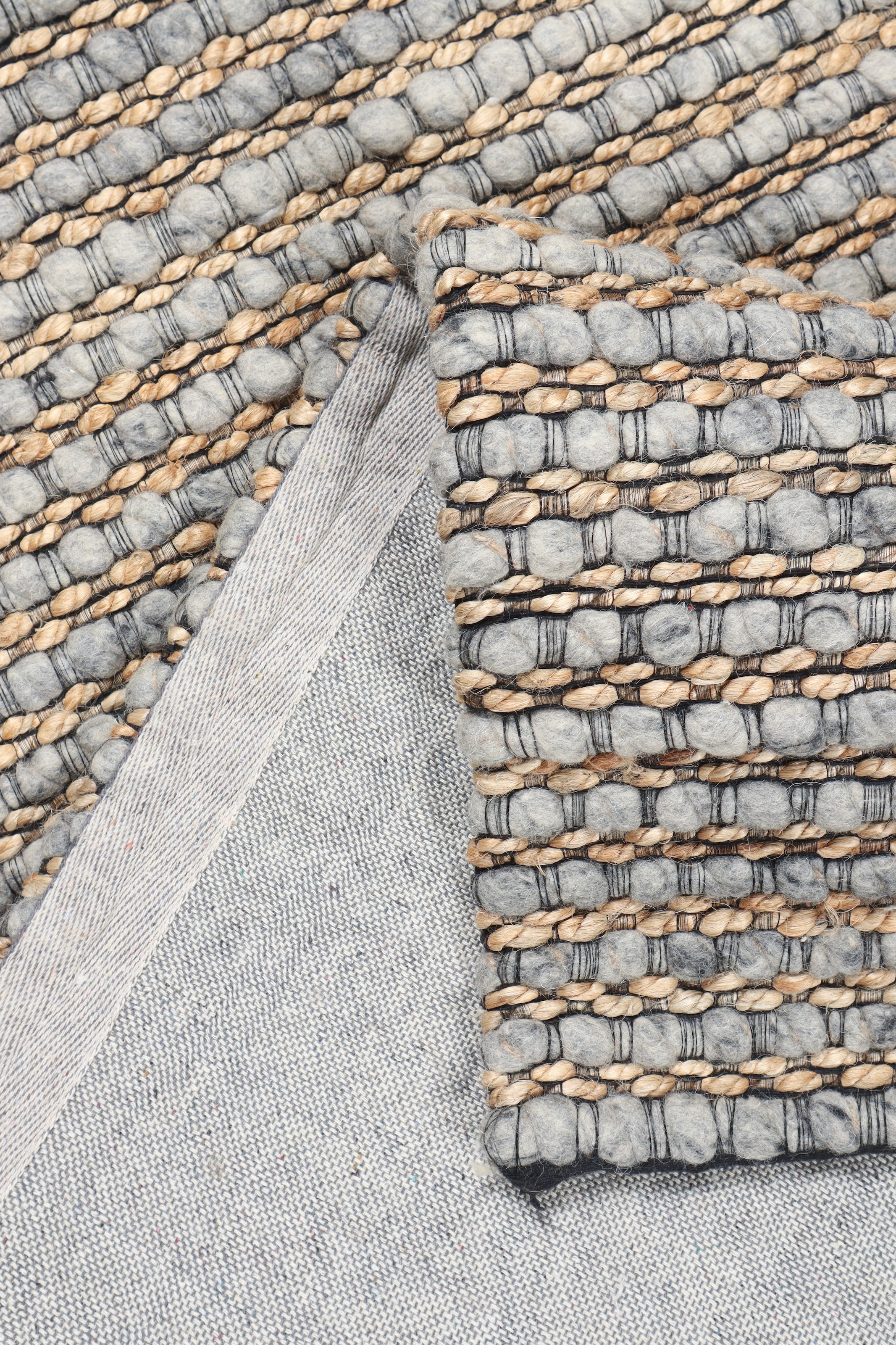 my home Wollteppich »Leevy, Wolle und Jute- handgewebt«, rechteckig, 25 mm Höhe, handgewebt, Handweb Teppiche, Wohnzimmer, Schlafzimmer, Esszimmer