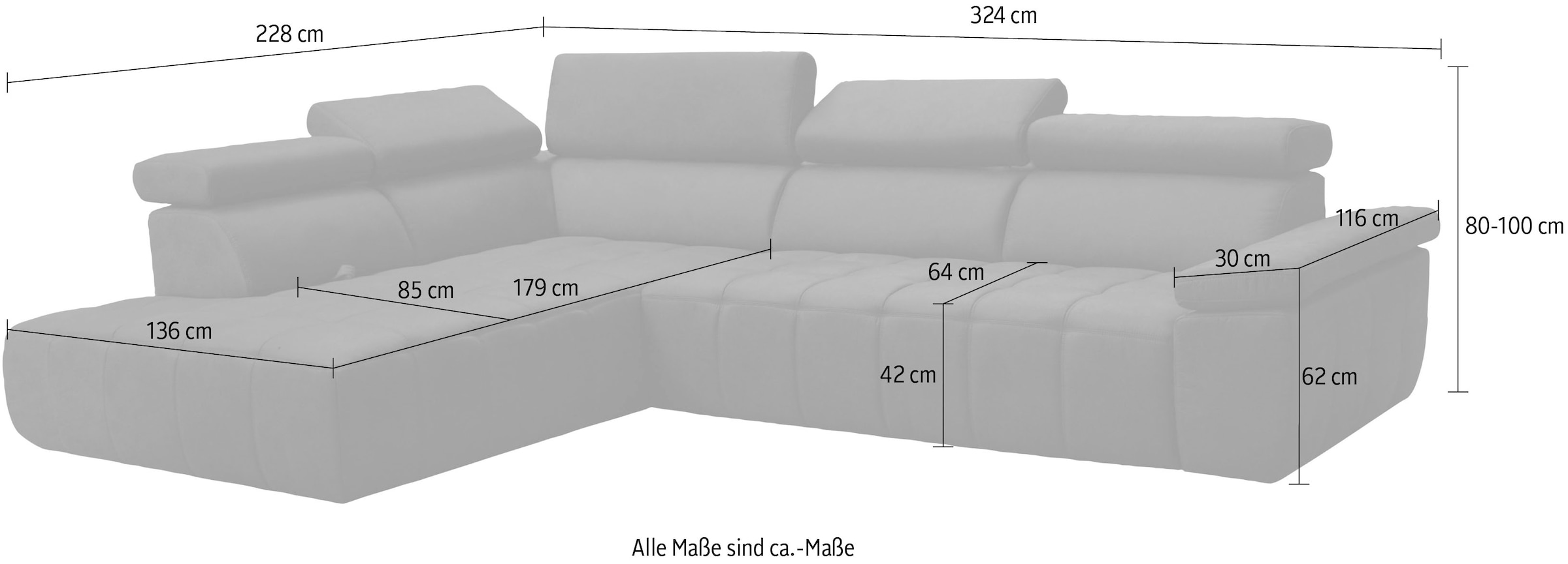 alina Ecksofa »Mava«, Inklusive Rückenlehnenverstellung, in unterschiedlichen Breiten