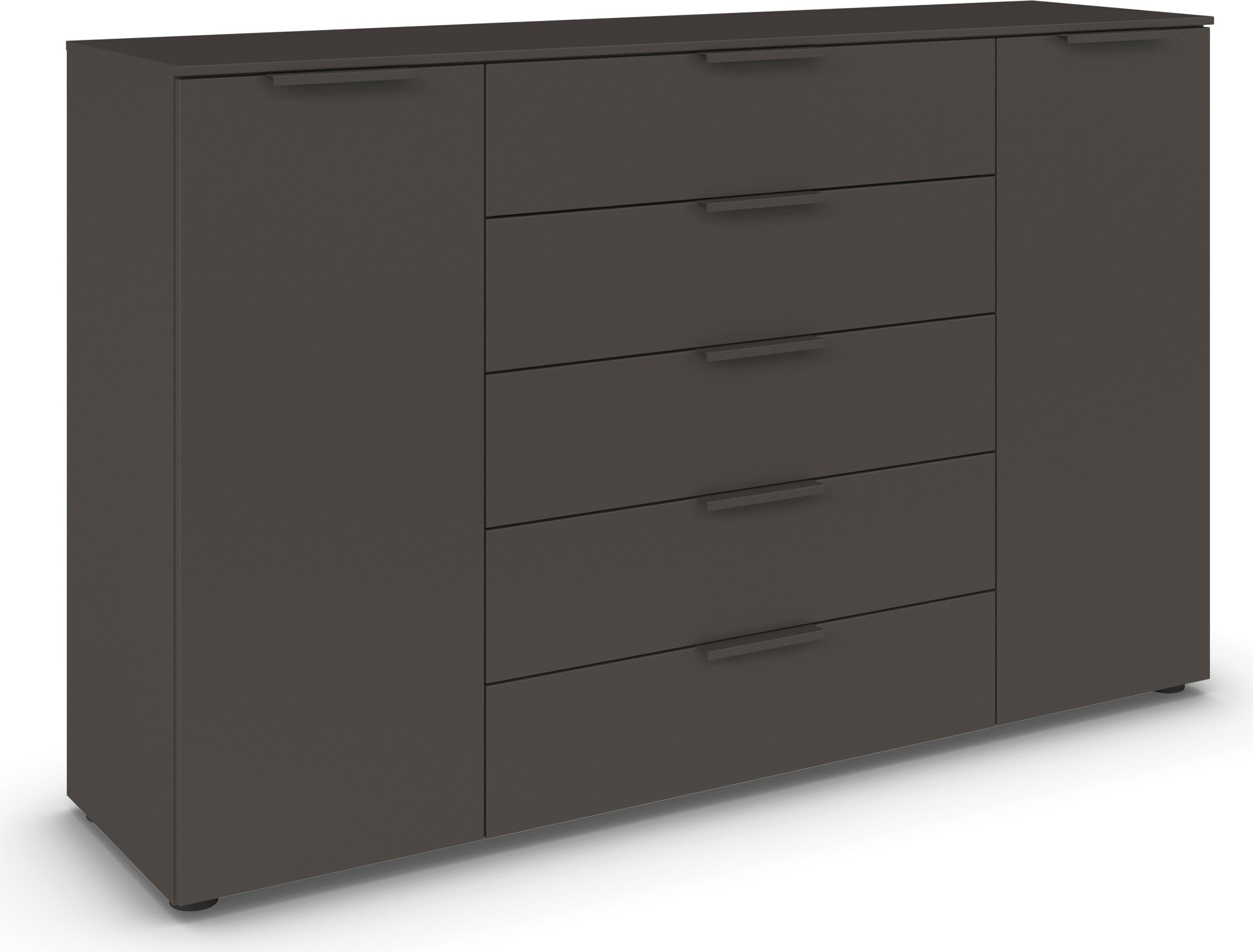 rauch Schubkastenkommode "Flipp Schubladenkommode Wäscheschrank Schrank" Breite 160/180 cm mit 4 Einlegeböden, 2-türig mit 5 Schubladen und Soft-Close-Funktion in zwei Breiten