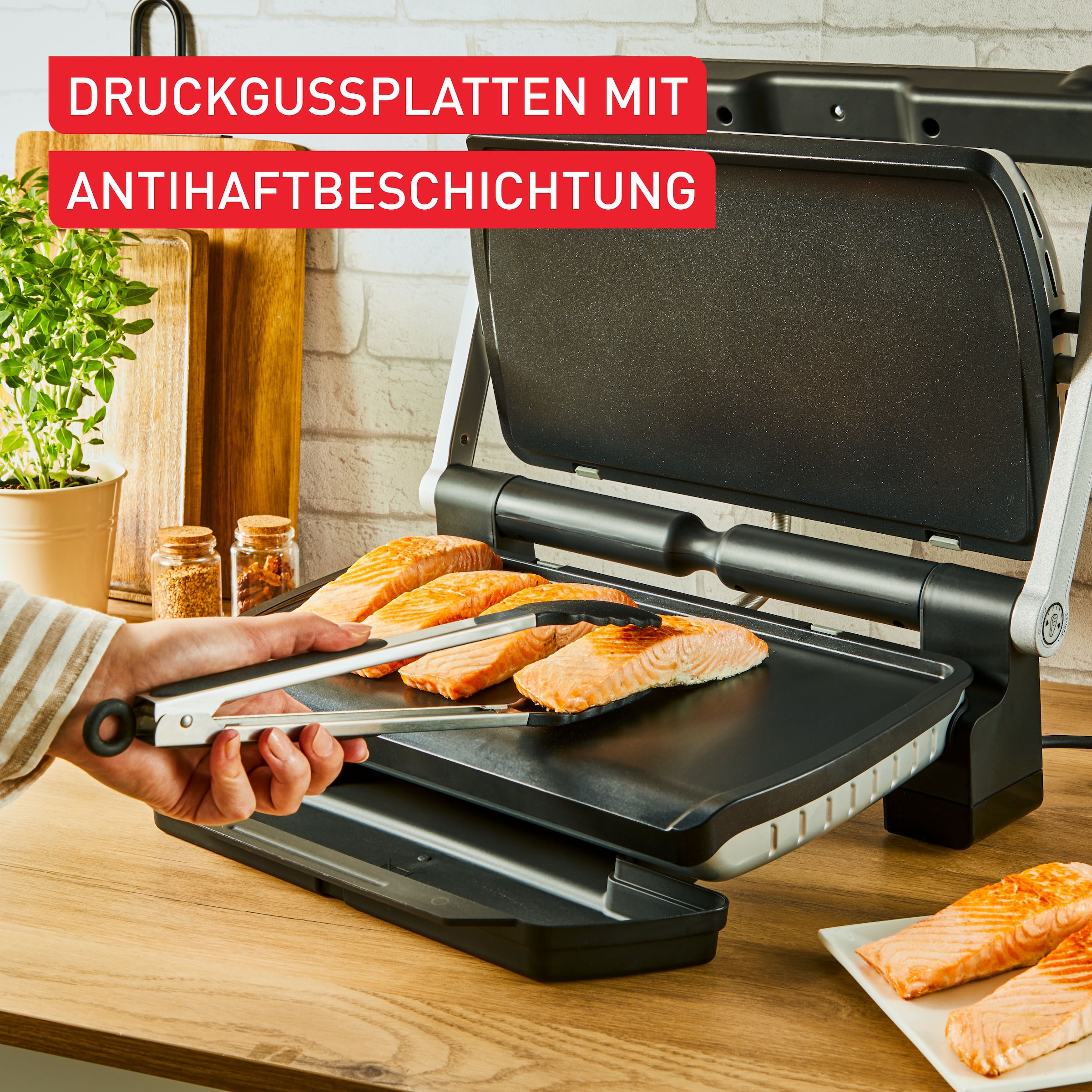 Tefal Backblech »XA7298 OptiGrill«, Aluminium, (Set), Plancha-Platten XL, für empfindliche Zutaten, antihaftb. Alu-Druckguss