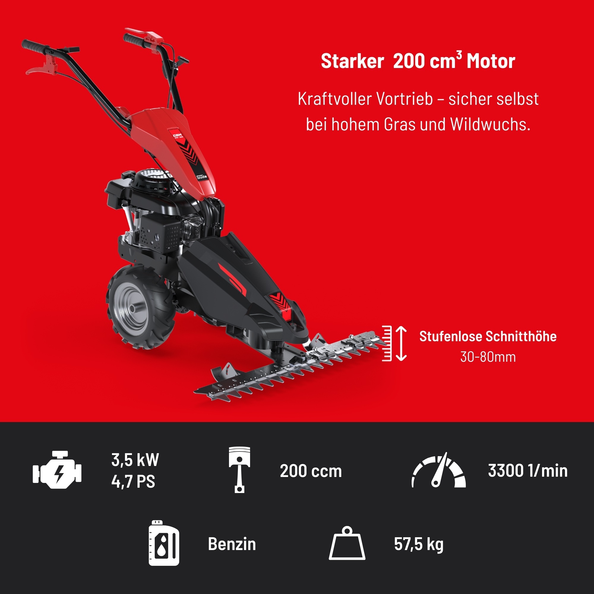 Güde Benzinrasenmäher »Benzin-Balkenmäher GBM 870-200«