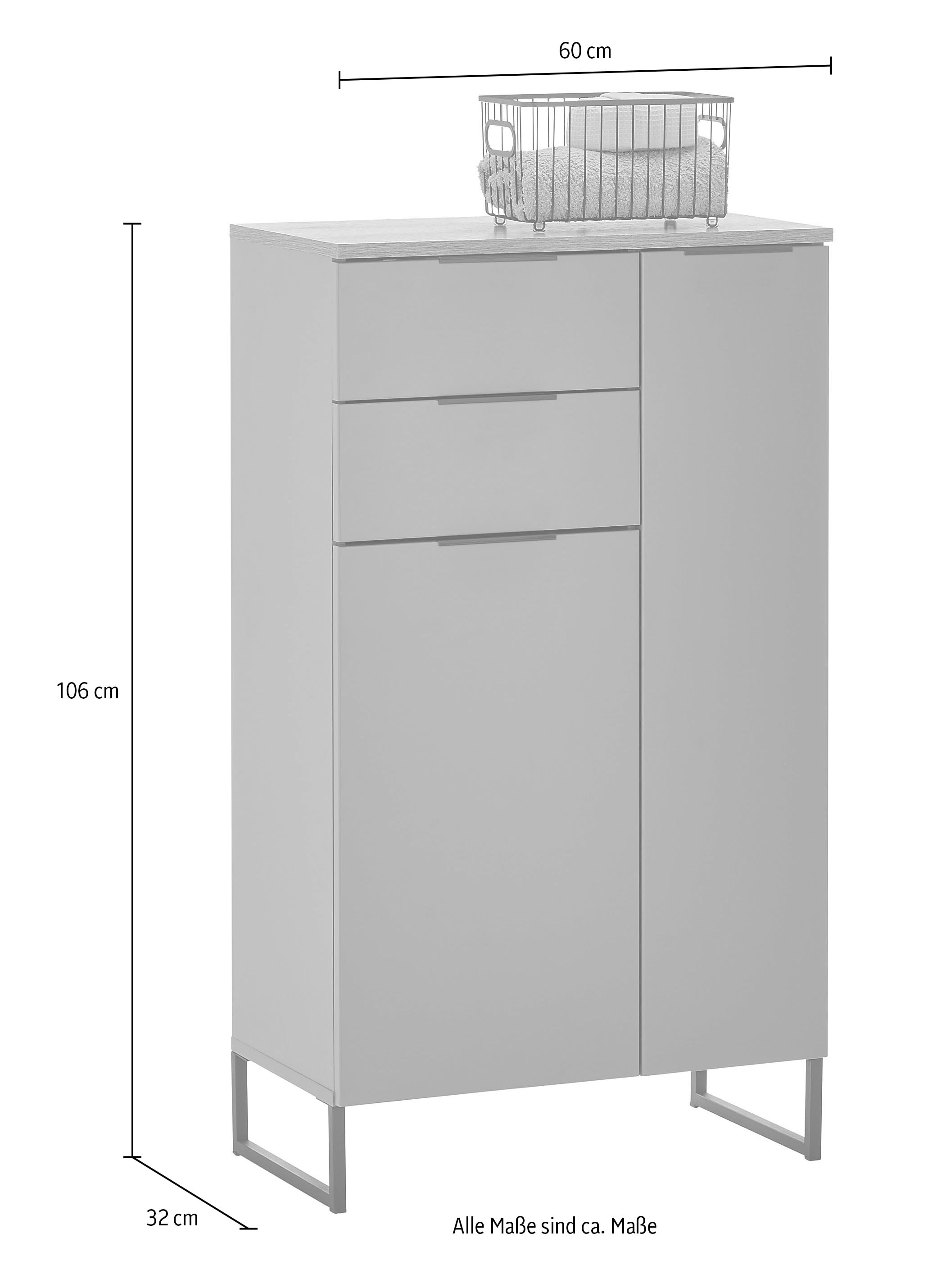BASIC by Balculina Midischrank »Denver Midischrank, Badezimmerschrank BxHxT 60x106x32«, (1 St.), Breite 60 cm, Tür L/R montierbar, Softclose