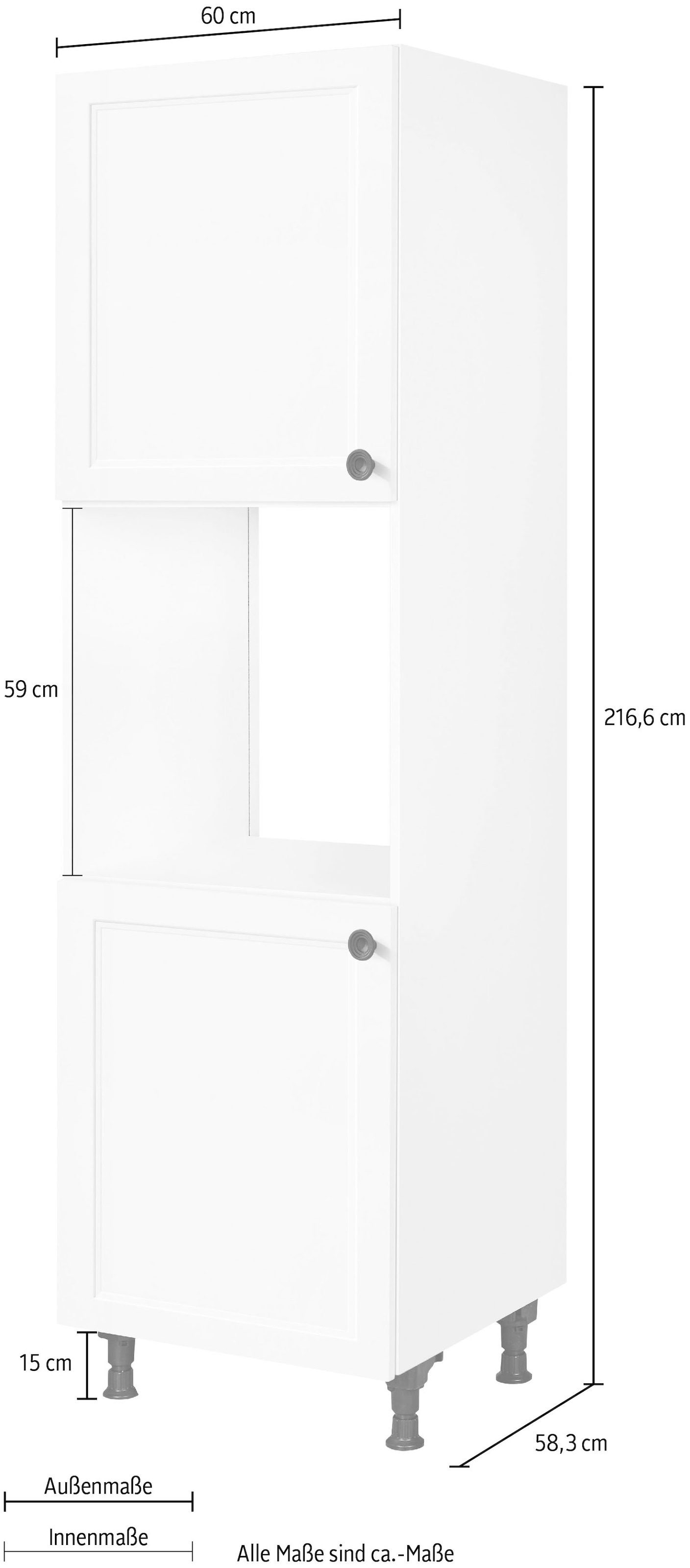 nobilia® Herdumbauschrank »"Cascada", Ausrichtung wählbar, mit zwei zusätzlichen Türen,«, vormontiert, Breite/Höhe: 60/167,8 cm