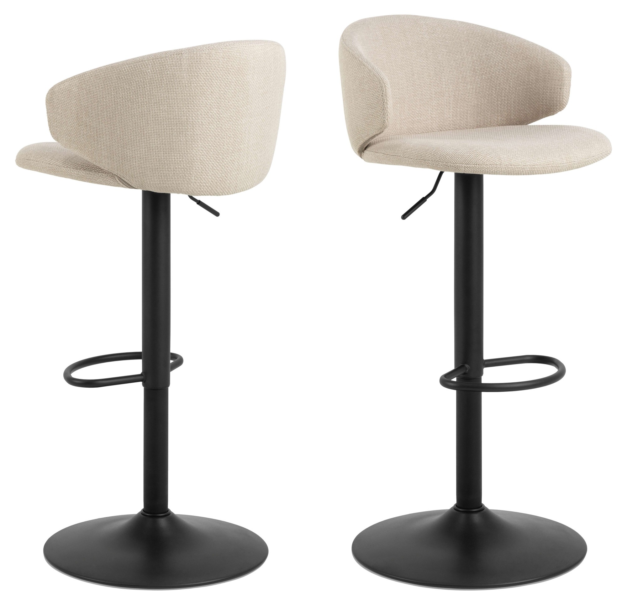 ACTONA GROUP Barhocker »Ella«, (Set, 2 St., 2 stk), Barhocker, Basel beige, Trompete Gestell matt schwarz rau, 2 Stk
