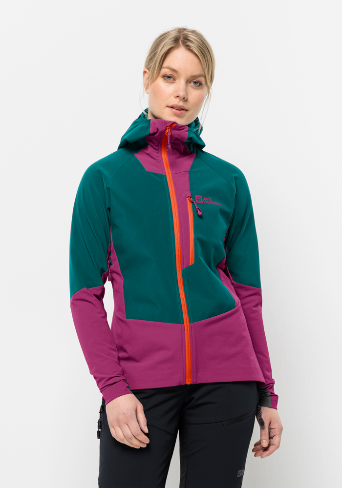 Jack Wolfskin Softshelljacke "ALPSPITZE HOODY W", mit Kapuze