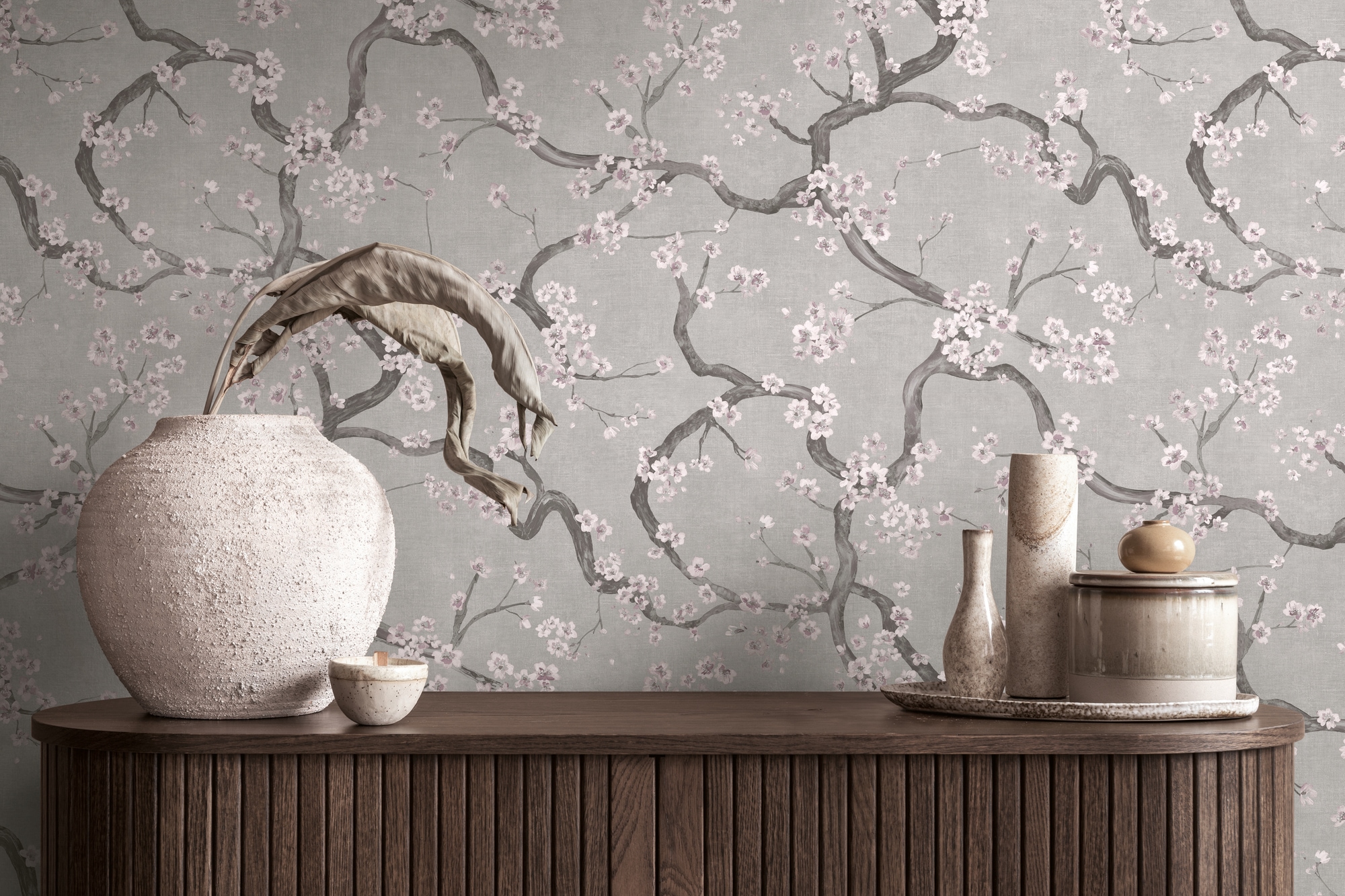 living walls 1100000002199 "Blütenzweigtapete bunt Kirschblütenmotiv Asiatisch" floral strukturiert