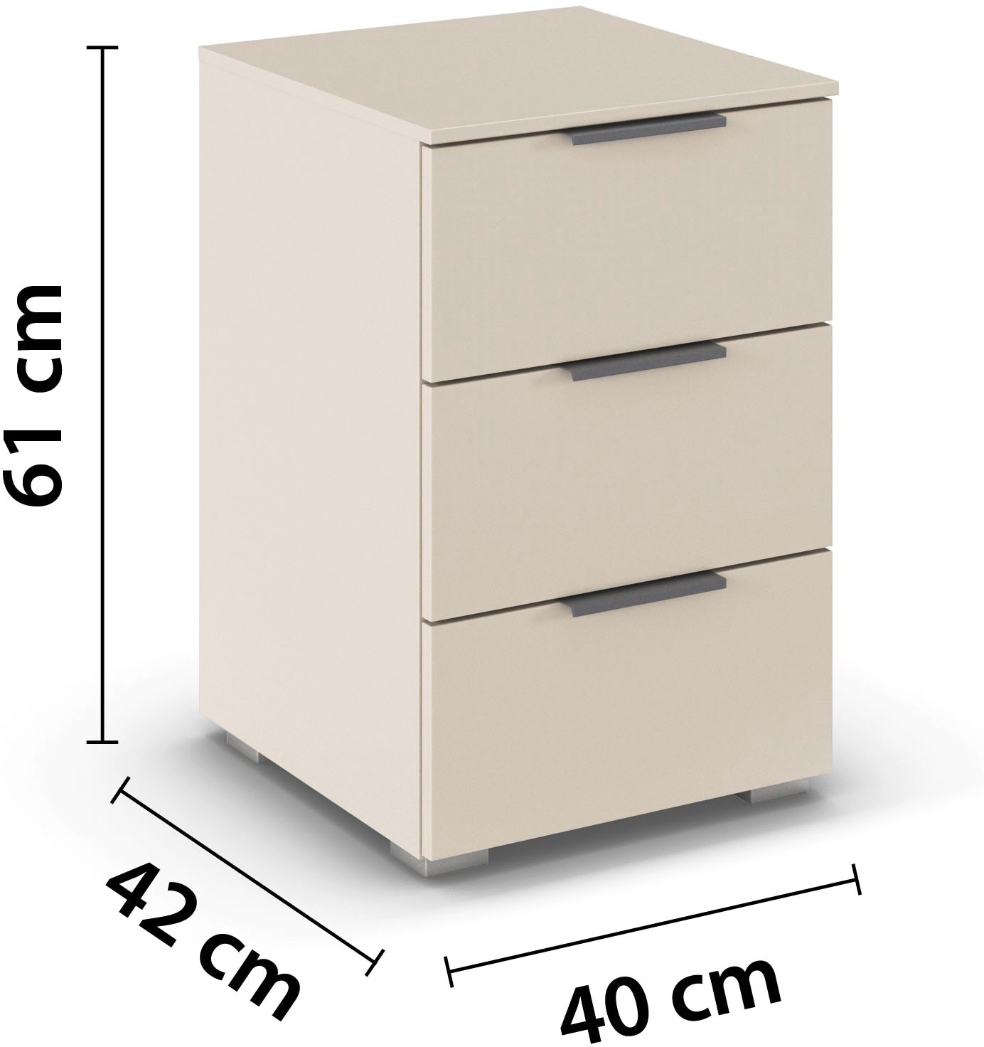 rauch Nachtkommode »Nachttisch Nachtkonsole AGORDO in Dekor- oder Hochglanzfront«, (in zwei Griff-Farben, Breite 40 cm), mit 3 geräumigen Schubladen für viel Stauraum MADE IN GERMANY