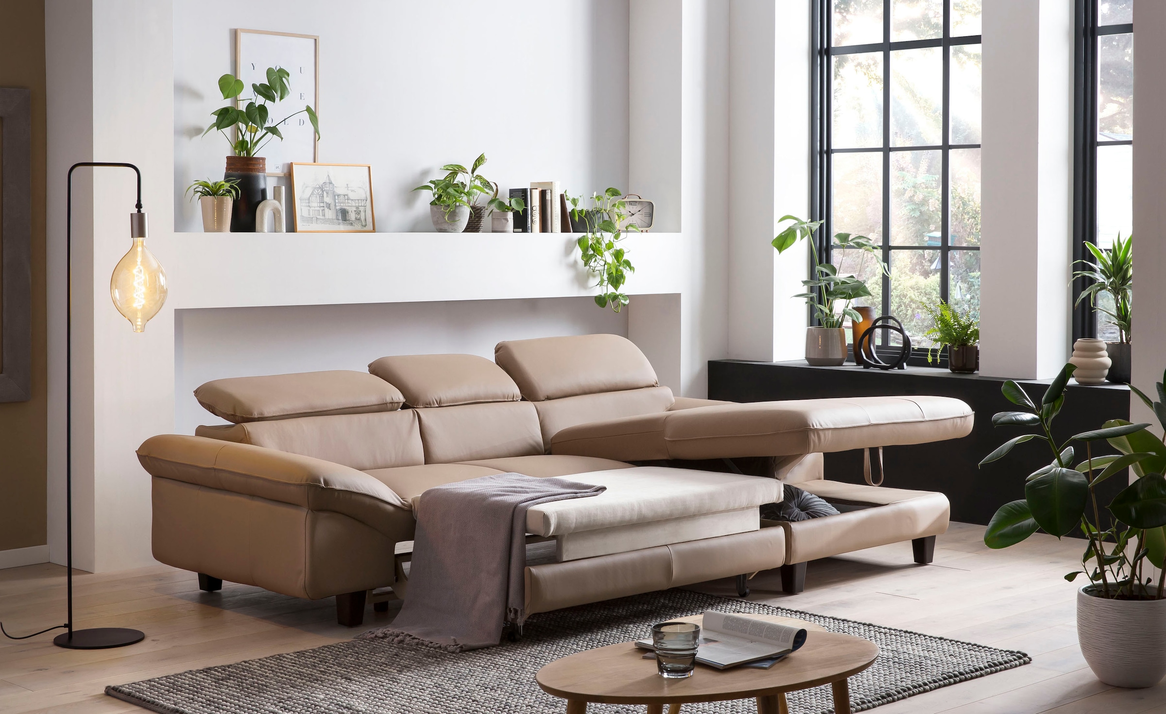 Home affaire Ecksofa »Pilot L-Form«, mit Kopfteilverstellung, wahlweise mit Bettfunktion & Bettkasten
