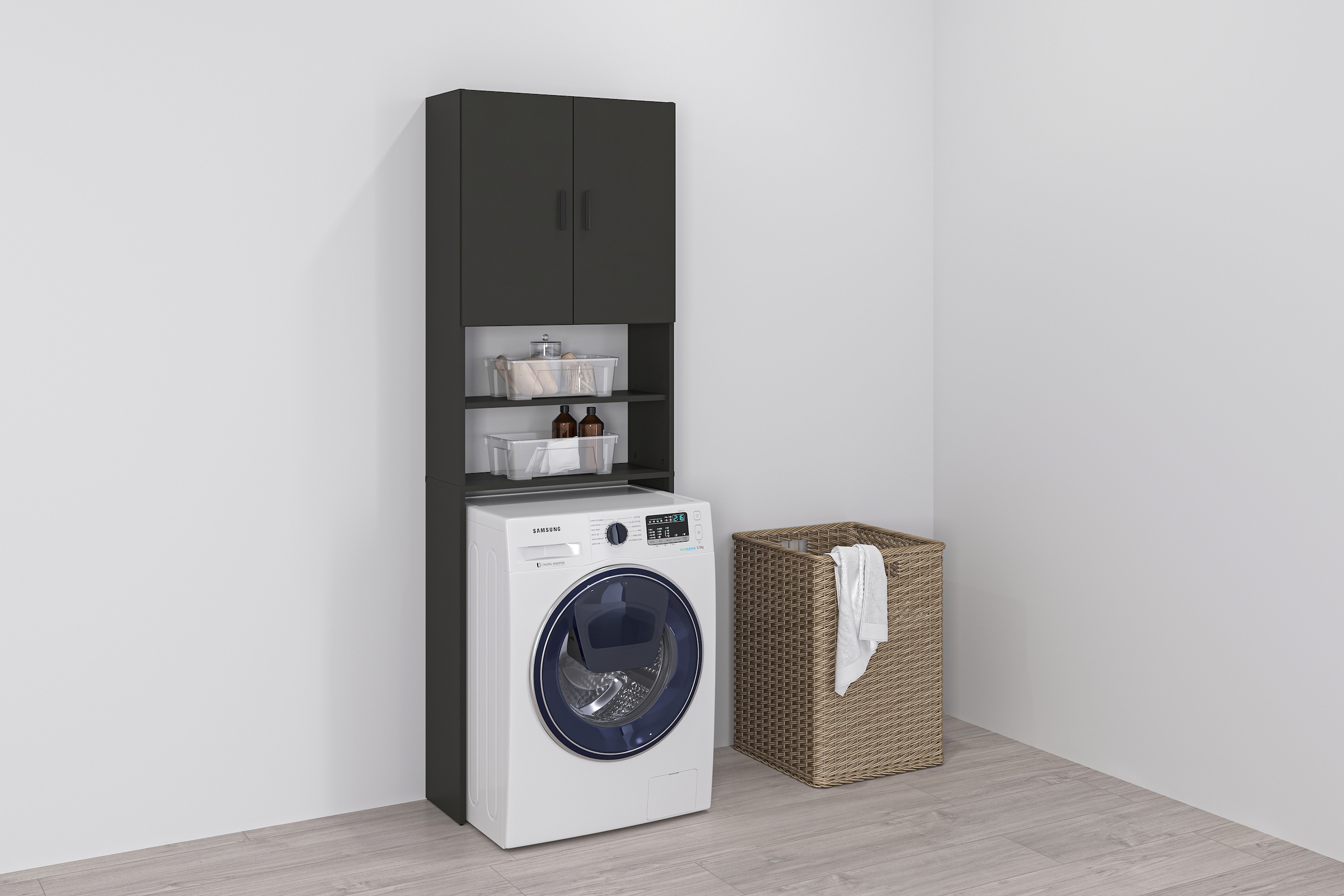 FMD Waschmaschinenumbauschrank "Olbia" mit viel Stauraum, 2 offene Fächer, günstig online kaufen