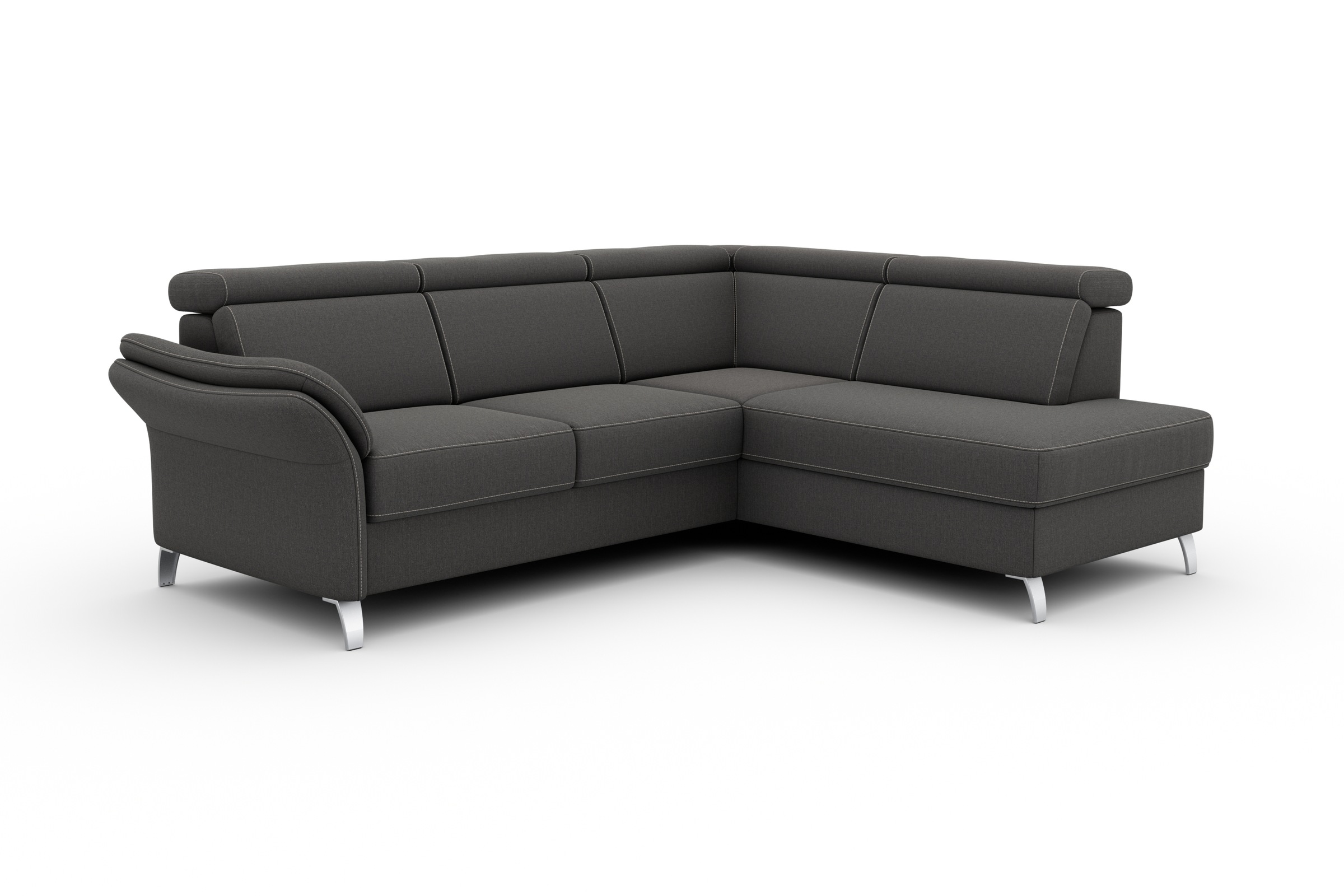 Ecksofa SIT & MORE "Vincenzo L-Form", grau (dunkelgrau), B:245cm H:84cm T:193cm, Sofas, Ecksofa, inklusive Kopfteilverstellung, wahlweise mit Bettfunktion, Bettkasten 3