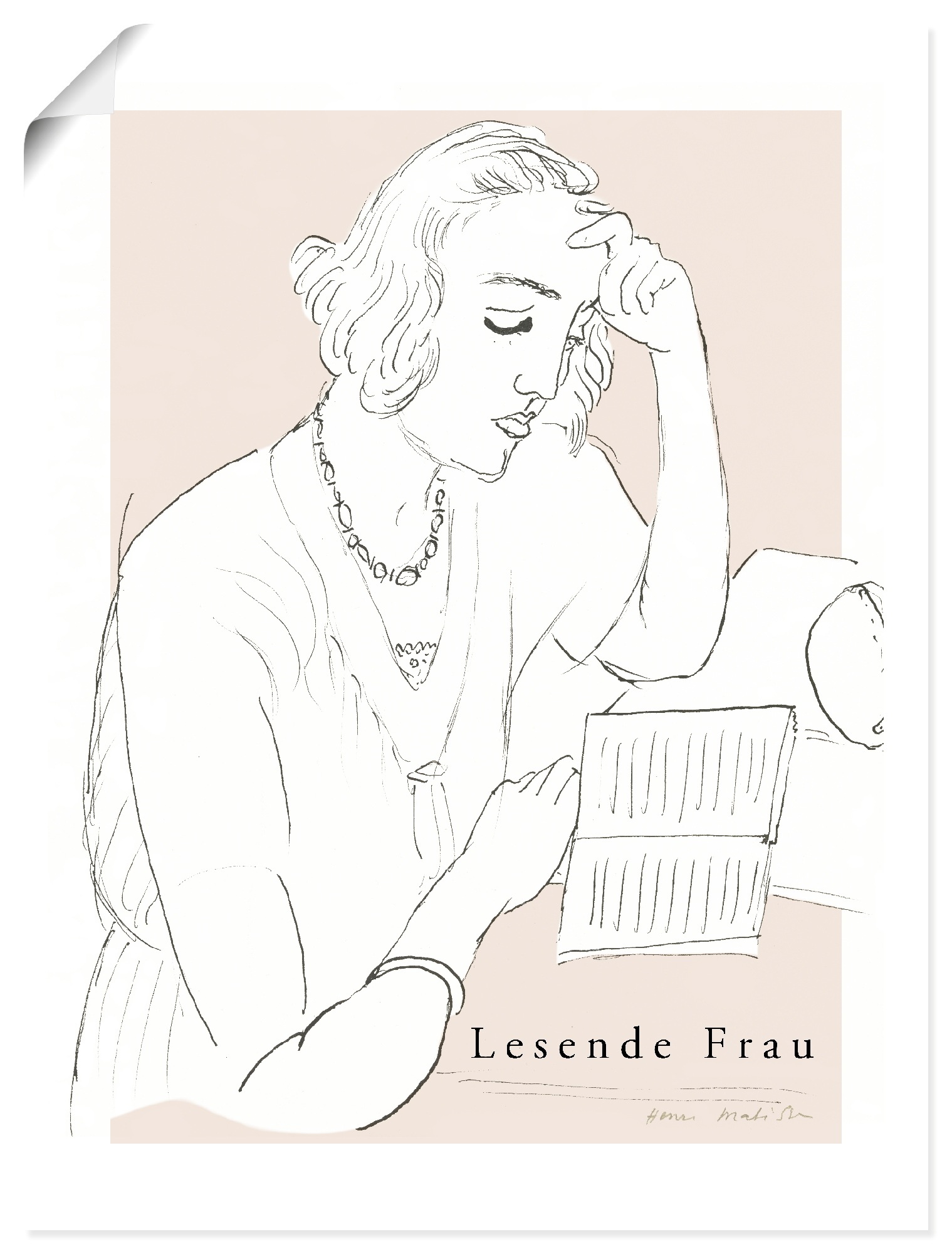Wandbild ARTLAND "Lesende Frau", farbe bild(er): weiß, B:45cm H:60cm, Papier, Bilder, als Alubild, Leinwandbild, Poster, Wandaufkleber in verschied. Größen