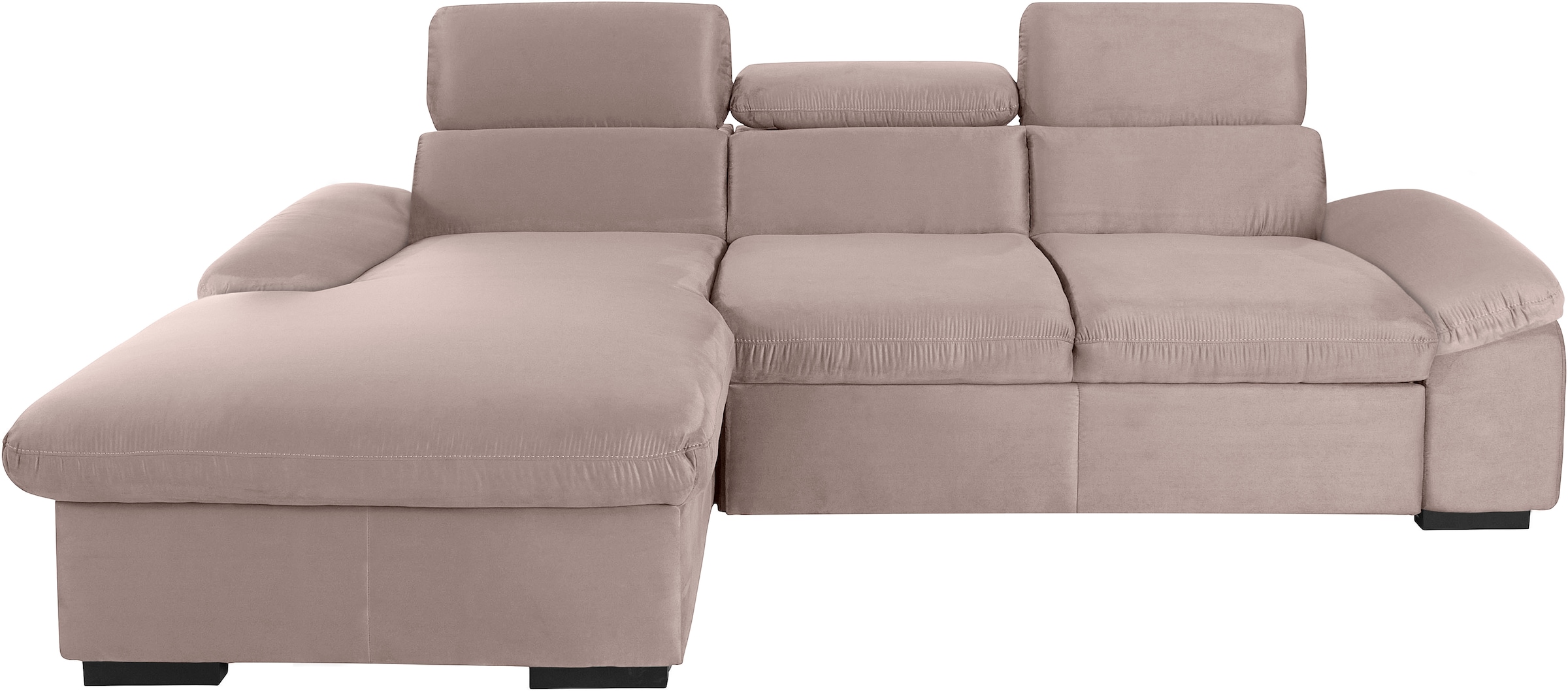 COTTA Ecksofa »Lola L-Form mit Kopfteilfunktion & Hocker«, (Set, mit Hocker), wahlweise mit Bettfunktion, Bettkasten & Armteilverstellung