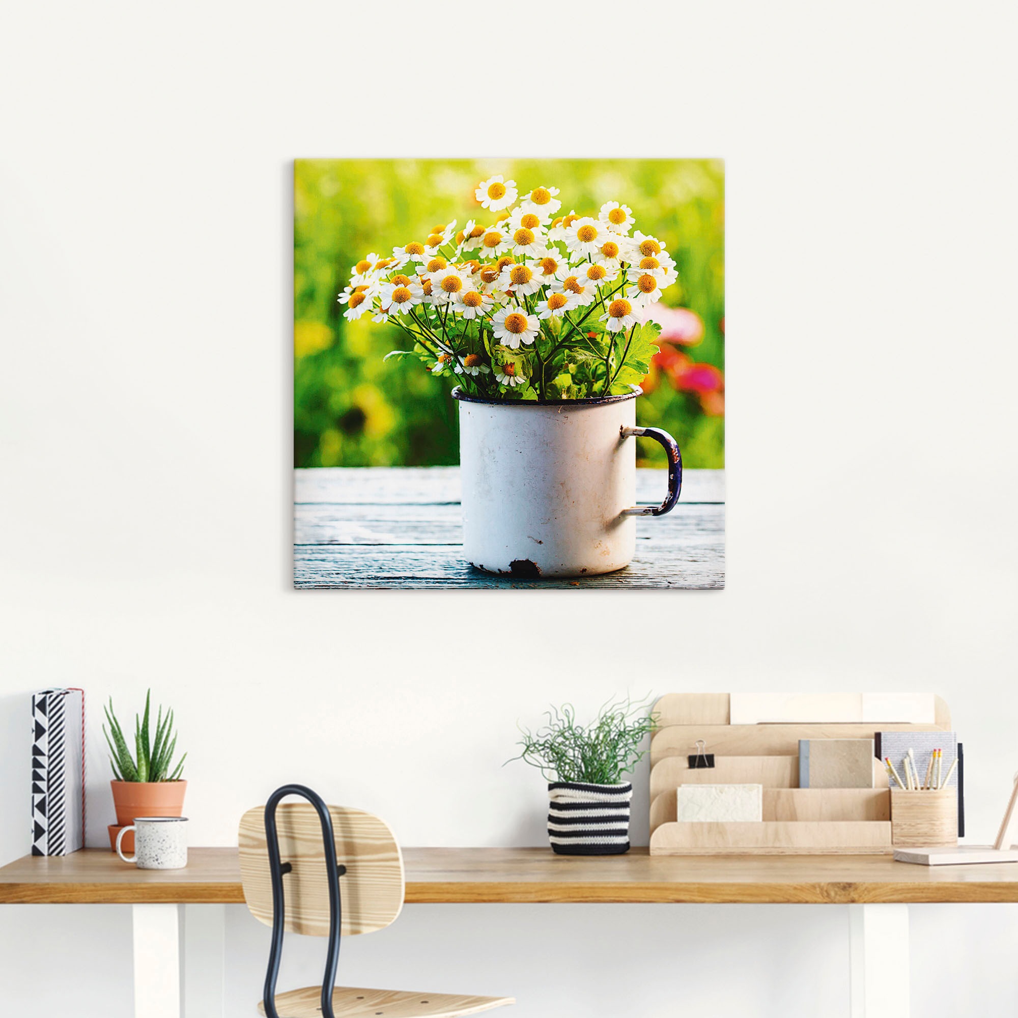 Artland Leinwandbild "Frühlingsgarten mit Gänseblümchen" Blumen 1 Stk. tlg. günstig online kaufen