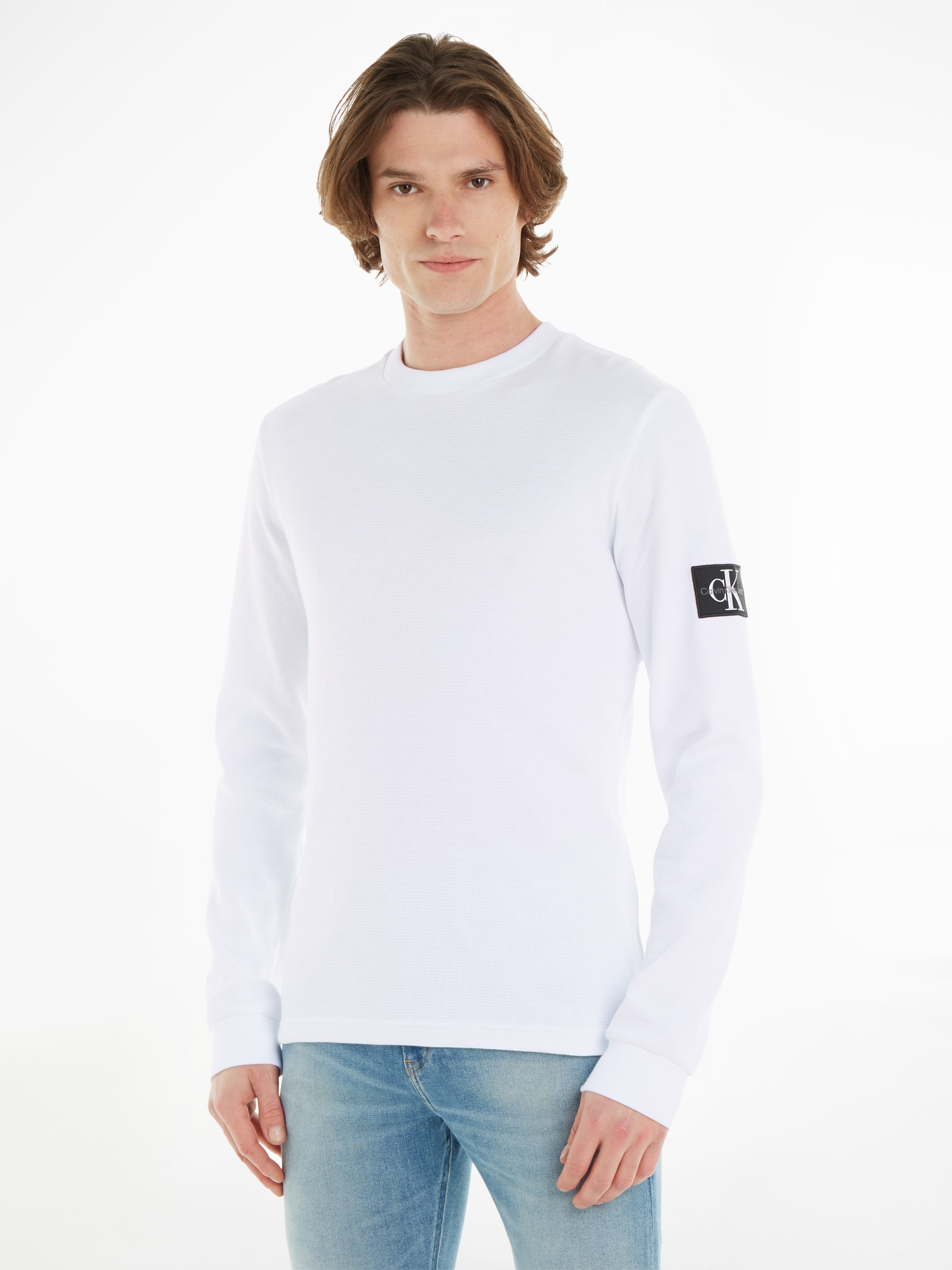»BADGE Jeans mit TEE«, LS BAUR WAFFLE ▷ kaufen | Calvin Klein Langarmshirt Logopatch
