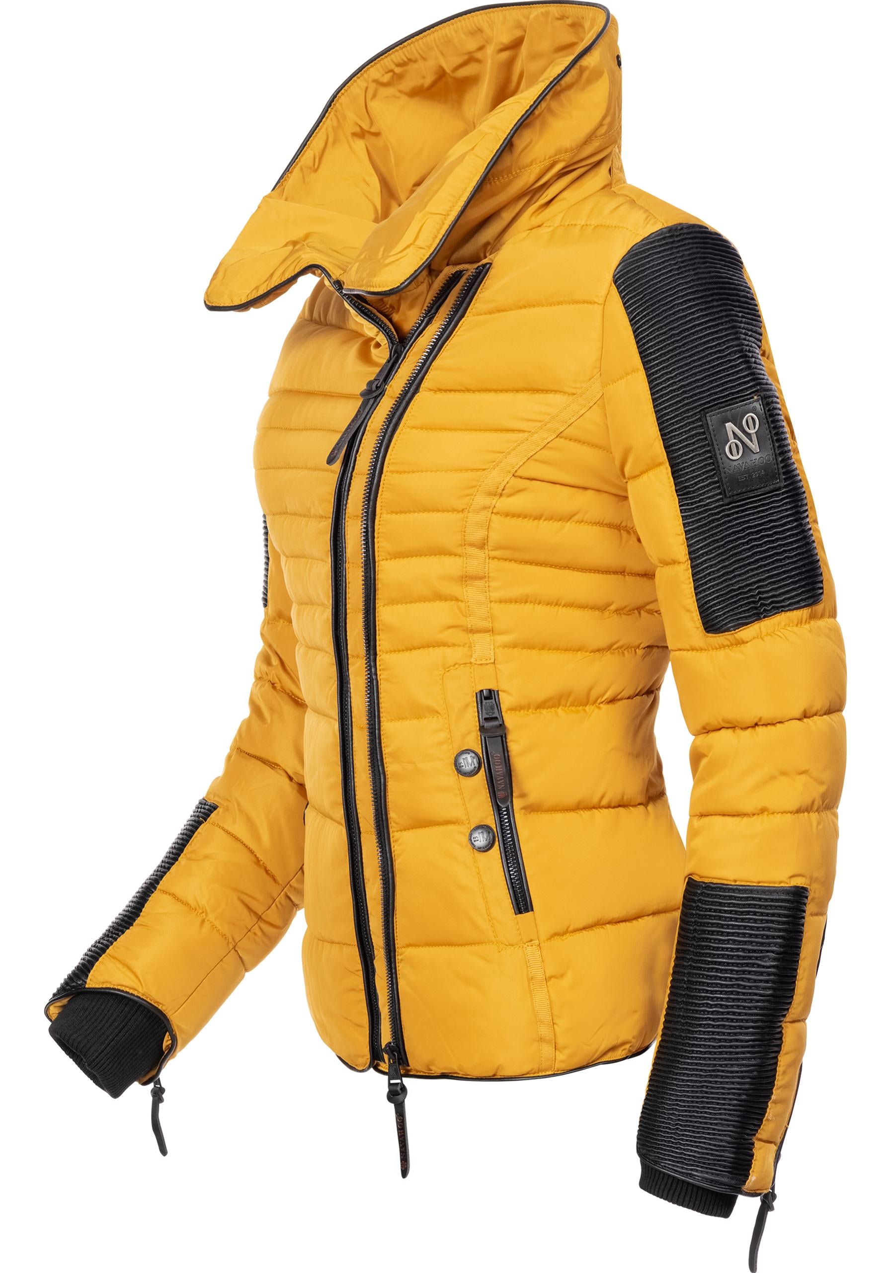 Navahoo Steppjacke »Yuki2«, ohne Kapuze, stylische Winterjacke mit edlem Kunstfell-Kragen
