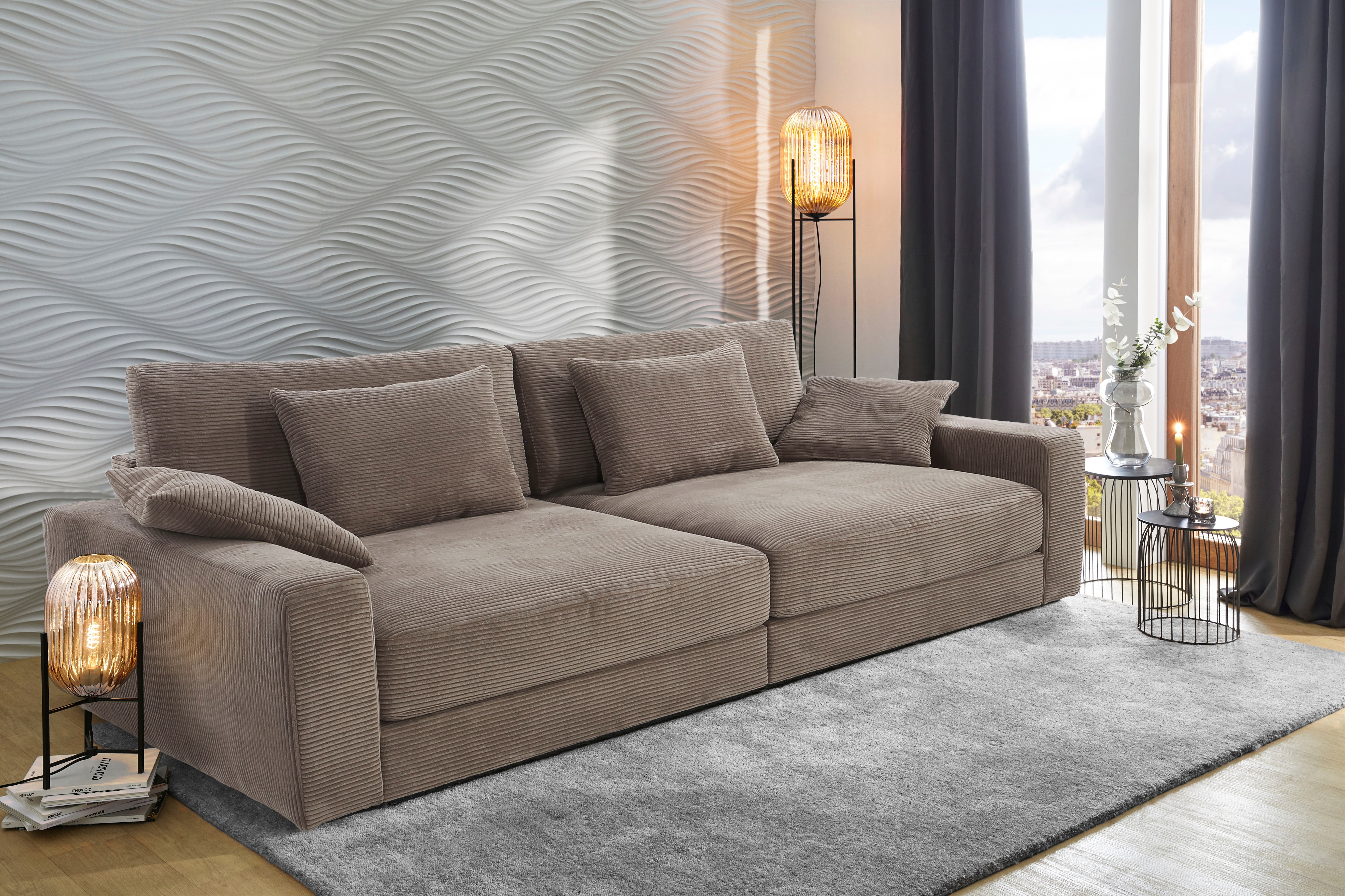 Jockenhöfer Gruppe "Milano XXL, B: 290 cm, Megasofa, Loungesofa" mit Zierkissen, Relaxfläche 120x240 cm, Federkern