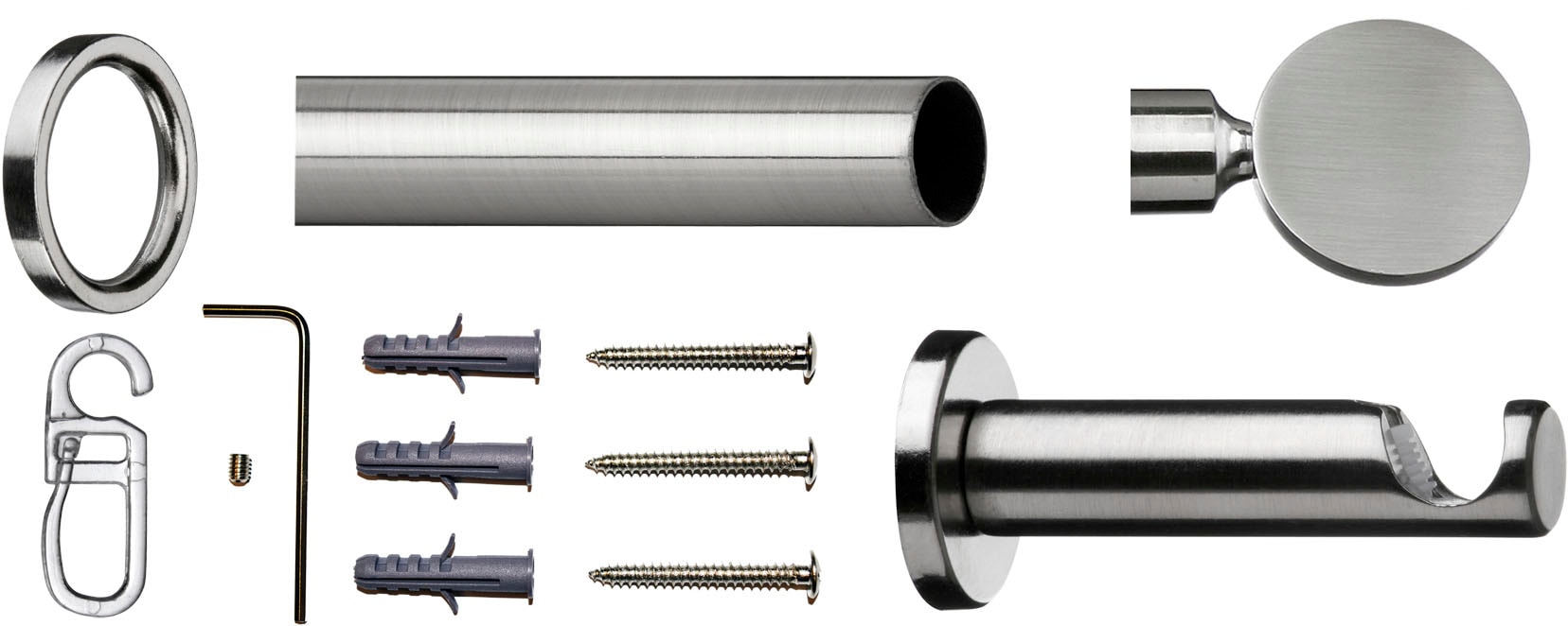 indeko Gardinenstange »Rondo«, 1 und | Fixmaß, läufig-läufig, Komplett-Set Montagematerial BAUR inkl. Ringen