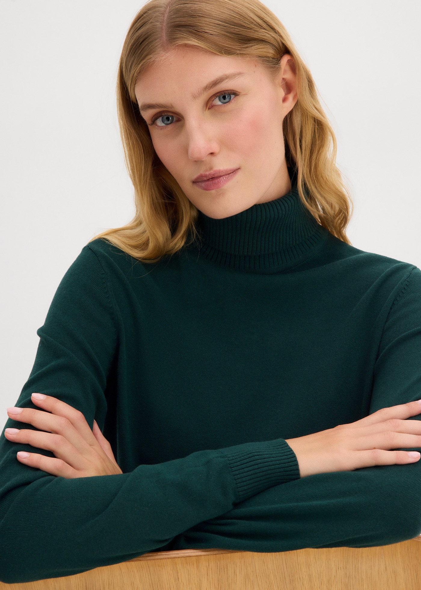 bonprix Rollkragenpullover »Rollkragenpullover« aus Baumwolle und Polyamid, Rollkragen, figurbetonte Passform