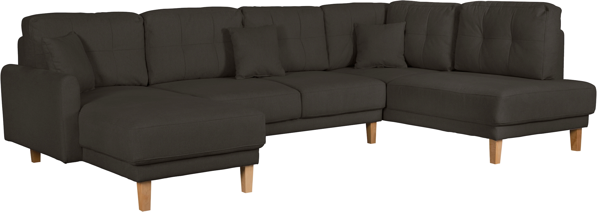 Home affaire Wohnlandschaft »TRIPLO U-Form wahlweise mit Schlaffunktion, B/T/H: 310/192/90 cm«, Schlafsofa, auch mit Bettkasten, Steppung im Rückenkissen