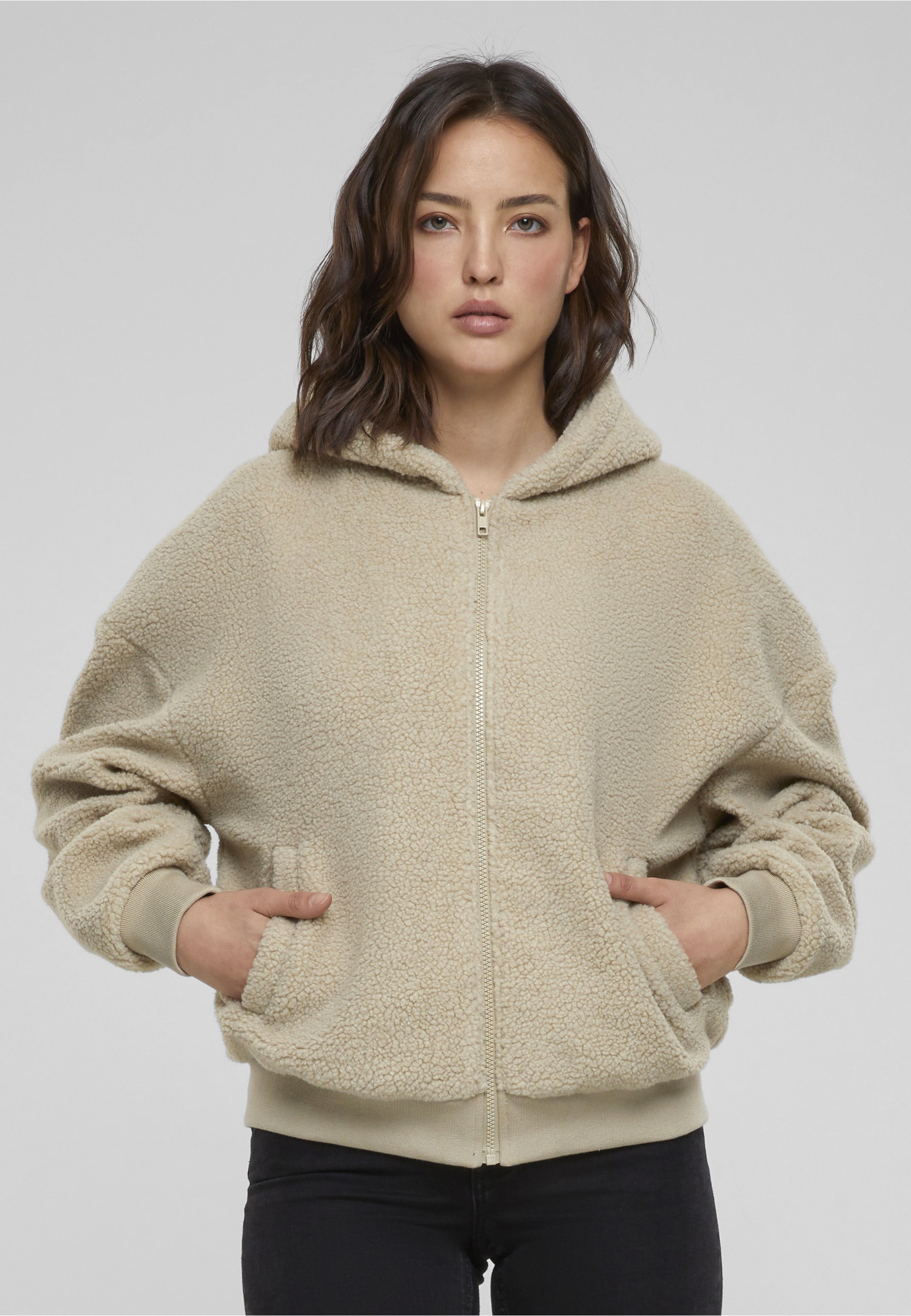 URBAN CLASSICS Sweatjacke »Urban Classics Damen Ladies Oversized Sherpa Zip Hoody«
