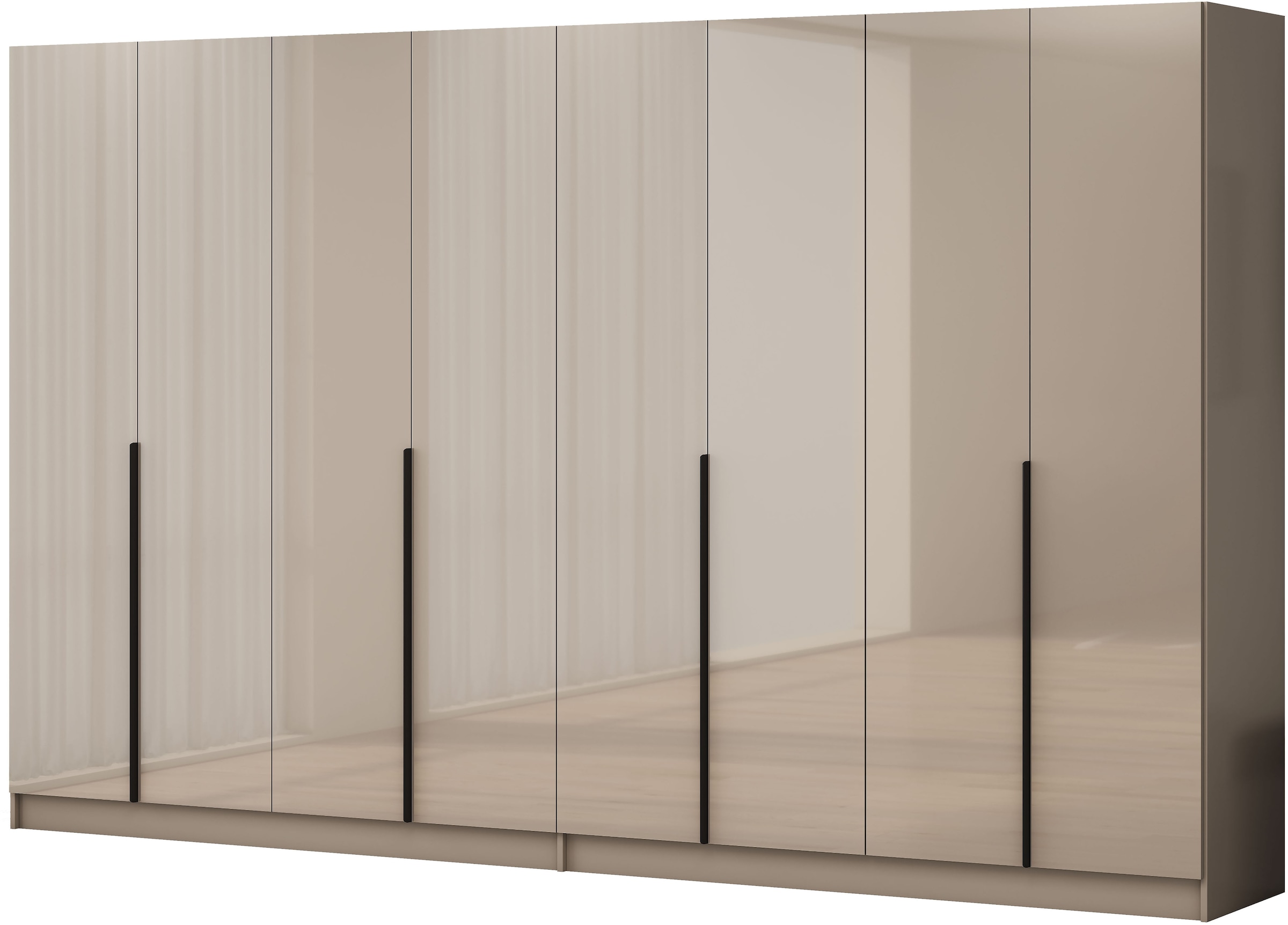 OTTO home Kleiderschrank »Annor Schlafzimmerschrank Breite 323 cm hochglanz Schrank Garderobe« Drehtürenschrank mit perfekter Innenausstattung - elegante Türgriffe