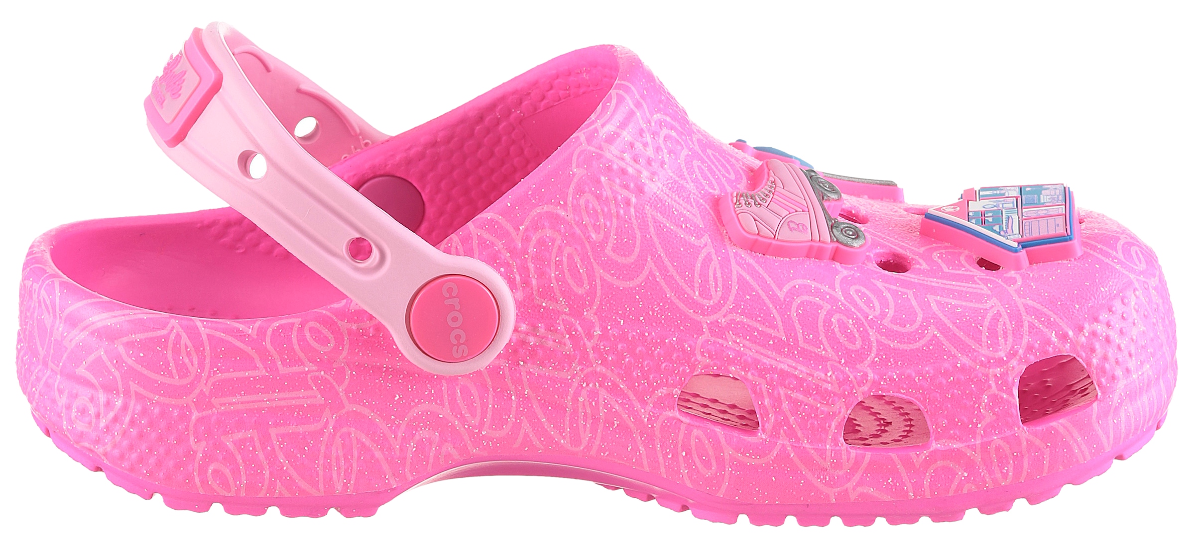 Crocs Clog »Mattel Pink Barbie Cls Clog K«, Barbie Clog, Hausschuh mit Herzchen