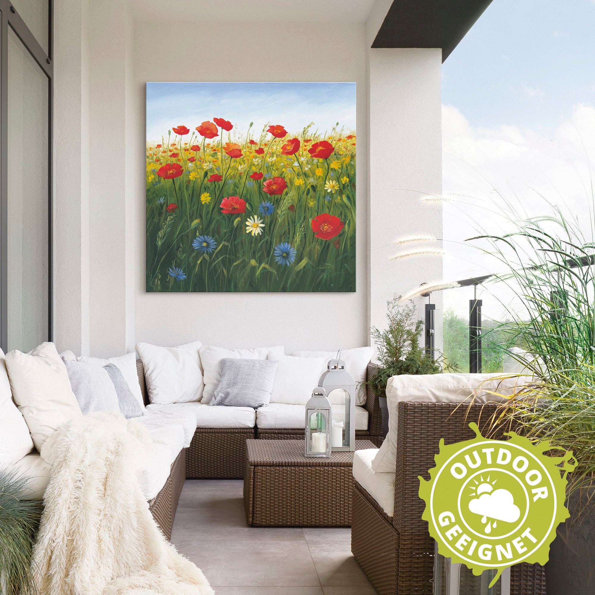 Artland Wandbild »Mohnblumen Landschaft I« Blumenwiese 1 Stk. tlg. als Alubild, Leinwandbild in verschied. Größen