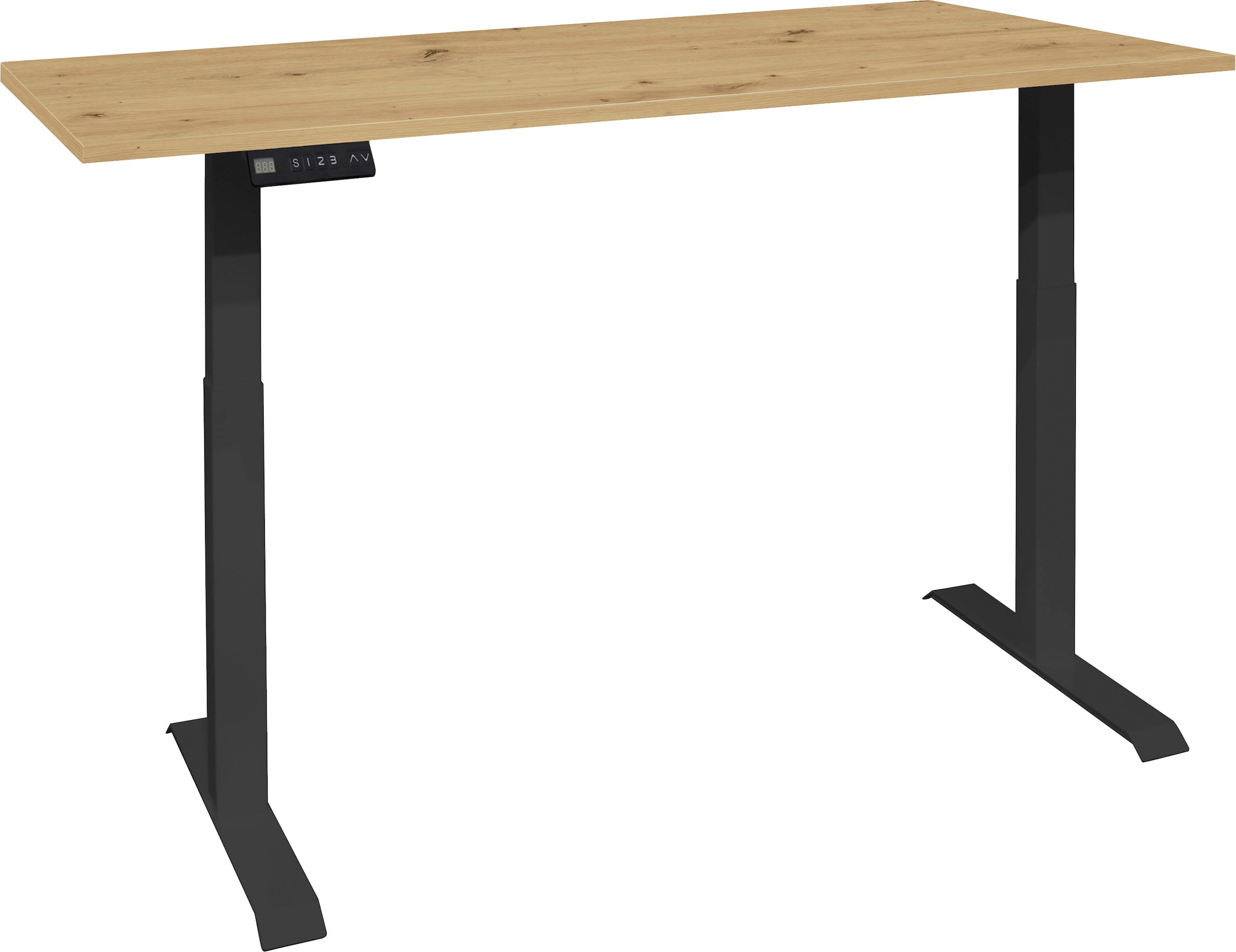 Mäusbacher "Big System Office, Arbeitstisch, Bürotisch" Breite 120 cm, elektrisch höhenverstellbar, asteiche