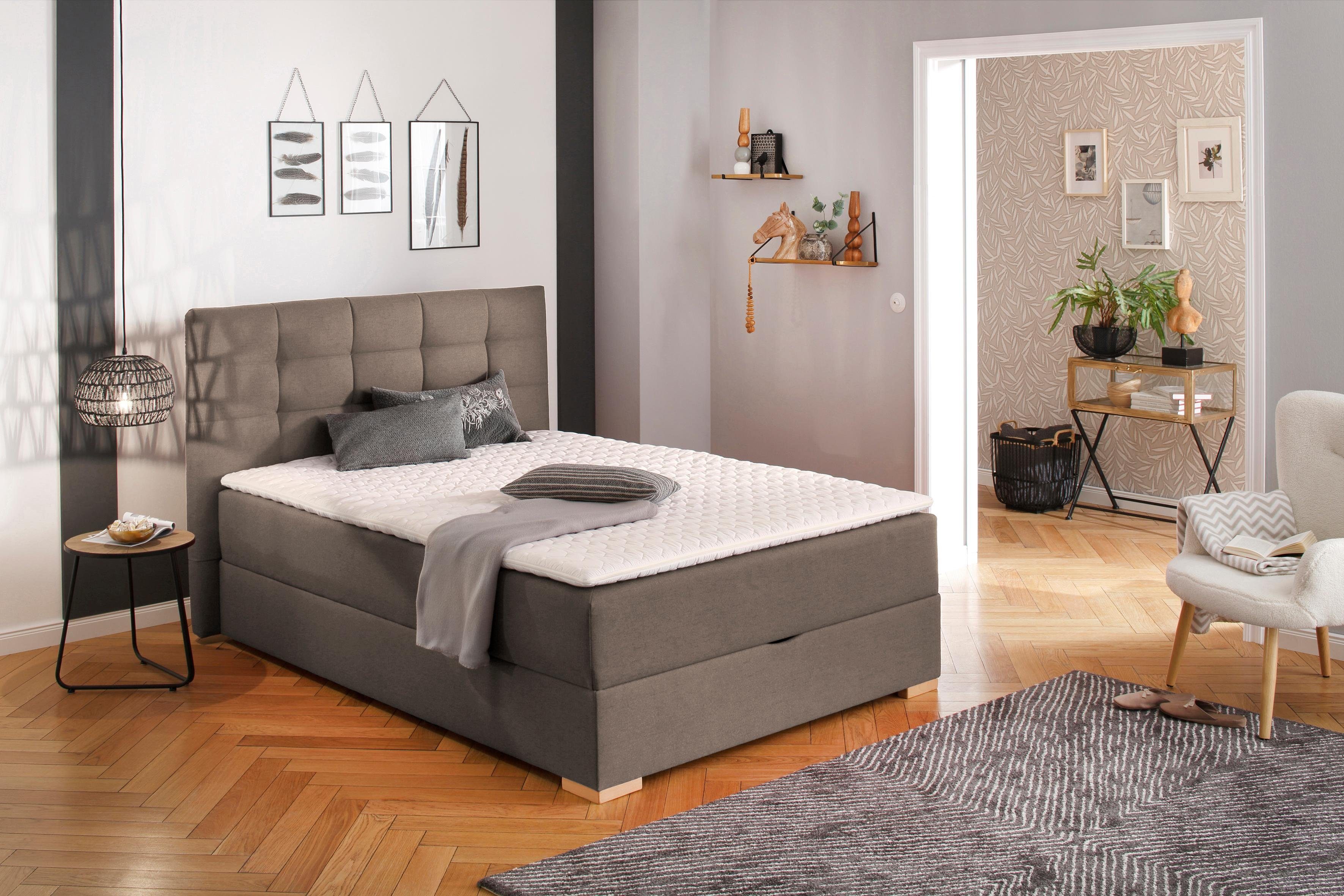 Home affaire Boxbett "Olivet mit Bettkasten" in 4 Farben, 4 Breiten, 2 Matratzenarten, auch in Überlänge 220 cm