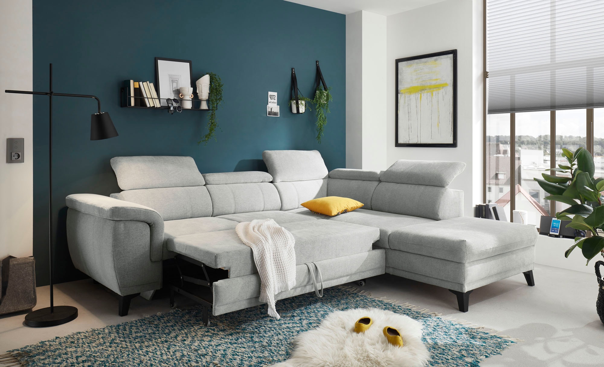 ED EXCITING DESIGN Ecksofa »Albany L-Form«, mit Bettfunktion, Bettkasten & Kopfteilverstellung