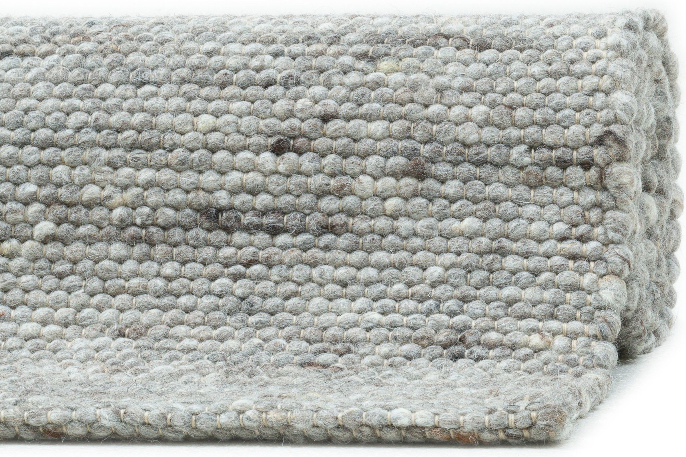 Wollteppich SANSIBAR "Hörnum", grau (hellgrau), B:170cm H:12mm L:240cm, Schurwolle, Teppiche, Handweb Teppich, meliert, reine gewalkte Wolle, handgewebt 3