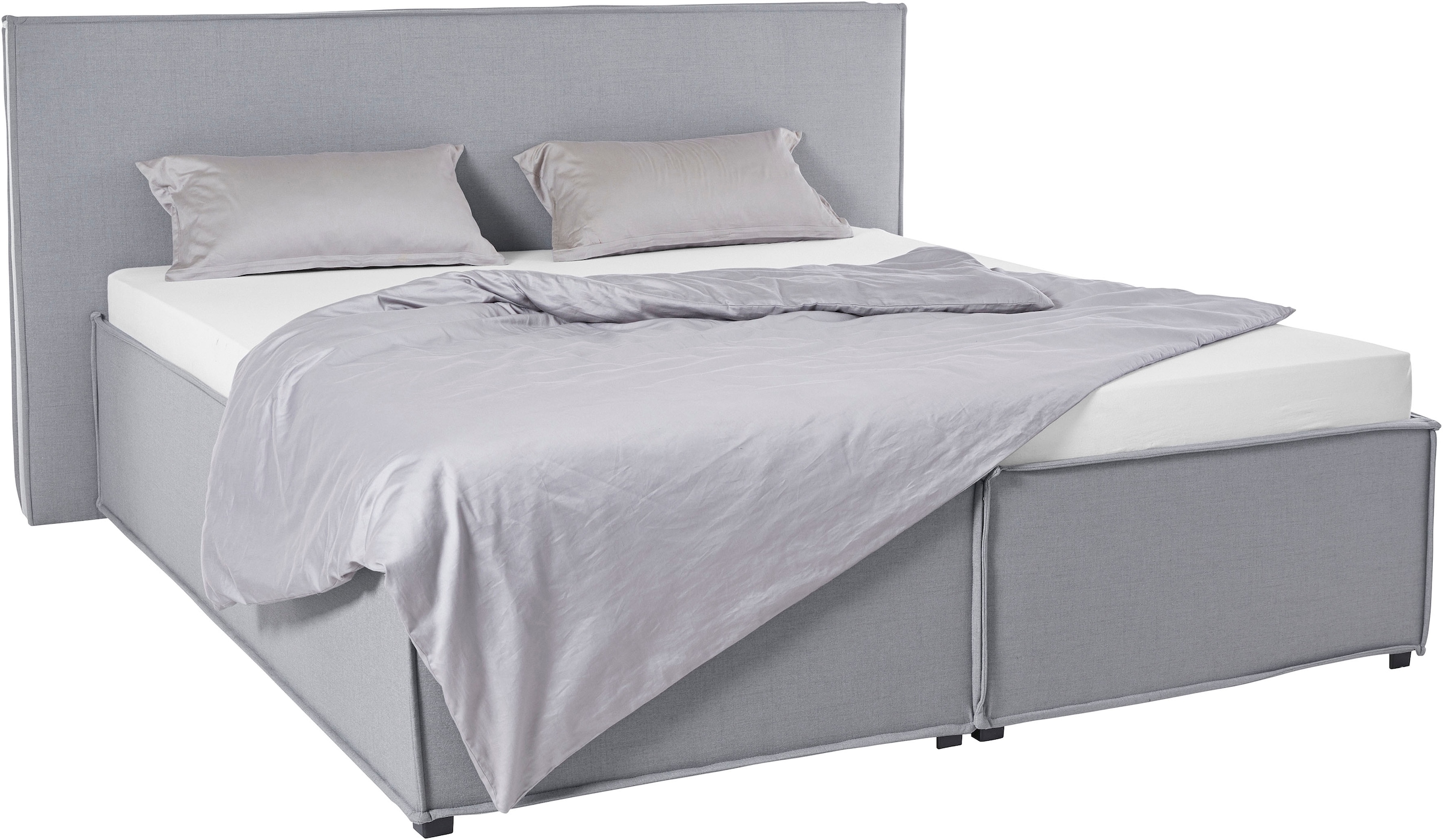 Polsterbett "Isaline", grau (hellgrau), B:213cm L:213cm, 100% Polyester, LEGER HOME BY LENA GERCKE, Betten, Polsterbett ohne Bettkasten Polsterbett, wahlweise ohne Matratze oder mit 3 Matratzenarten, Kopfteilhöhe 107 cm 10