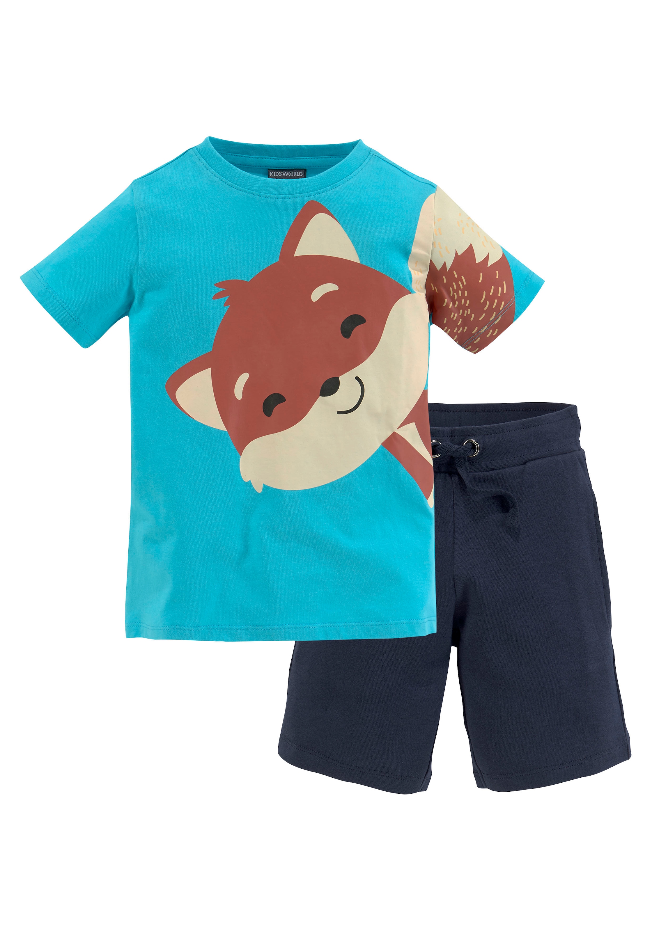 KIDSWORLD Shirt & Shorts "2tlg. Set T-Shirt + Sweatbermudas" Set, 2, 2 Stk. FUCHS - Print