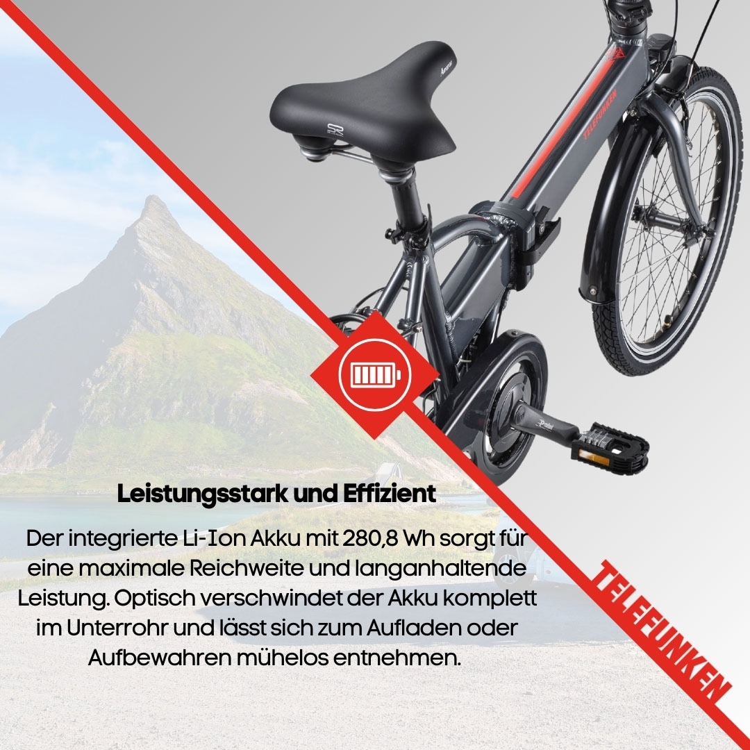 Telefunken E-Bike »Kompakt F820«, 6 Gang, Shimano, Tourney, Heckmotor 250 W, Pedelec, Elektrofahrrad für Damen u. Herren