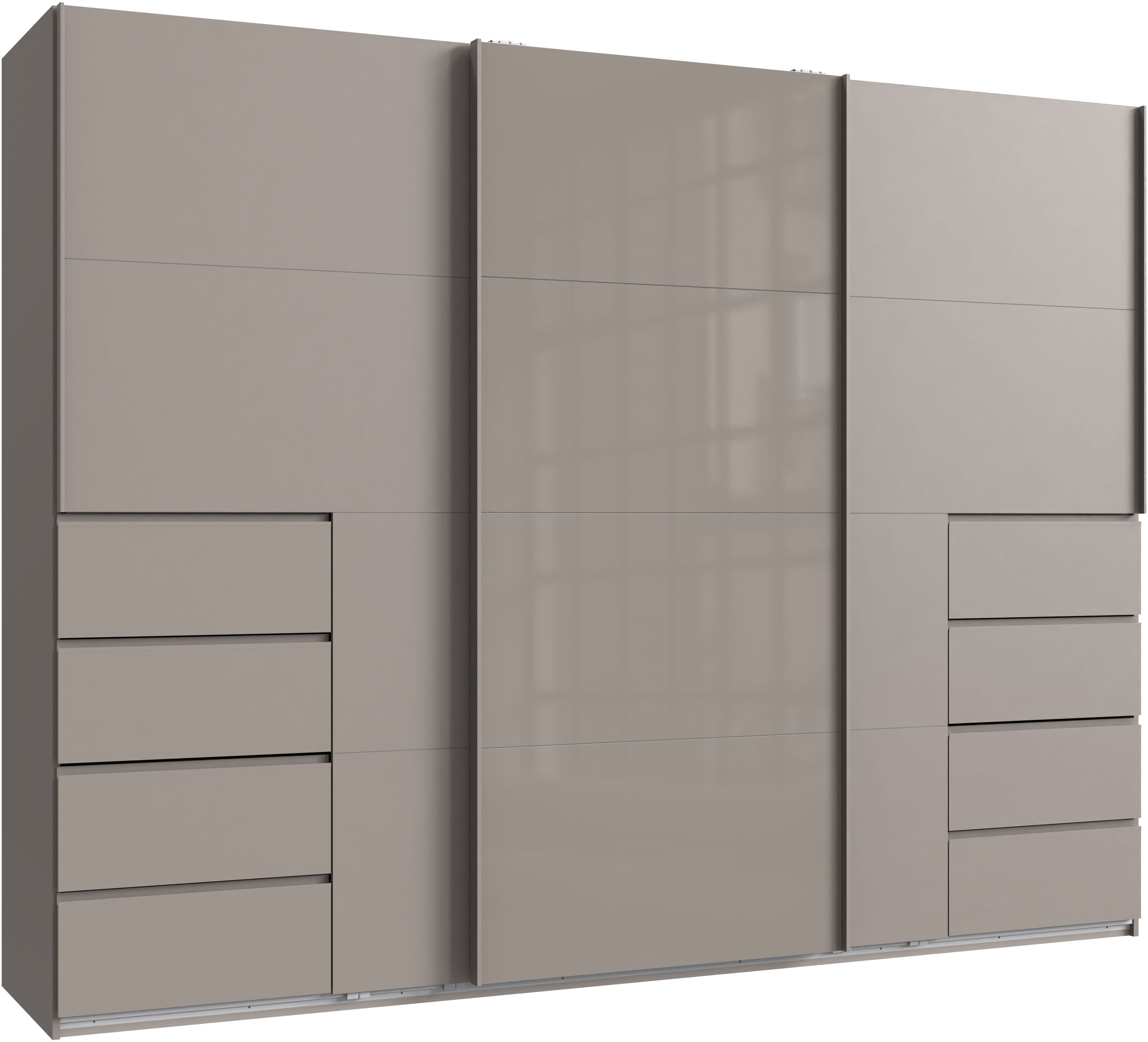 Wimex Schwebetürenschrank "Bali in den Breiten 225cm & 270cm, Kleiderschrank mit Glaselement" Schrank mit 3 Türen, in den Farben: grafit oder saharagrau erhältlich