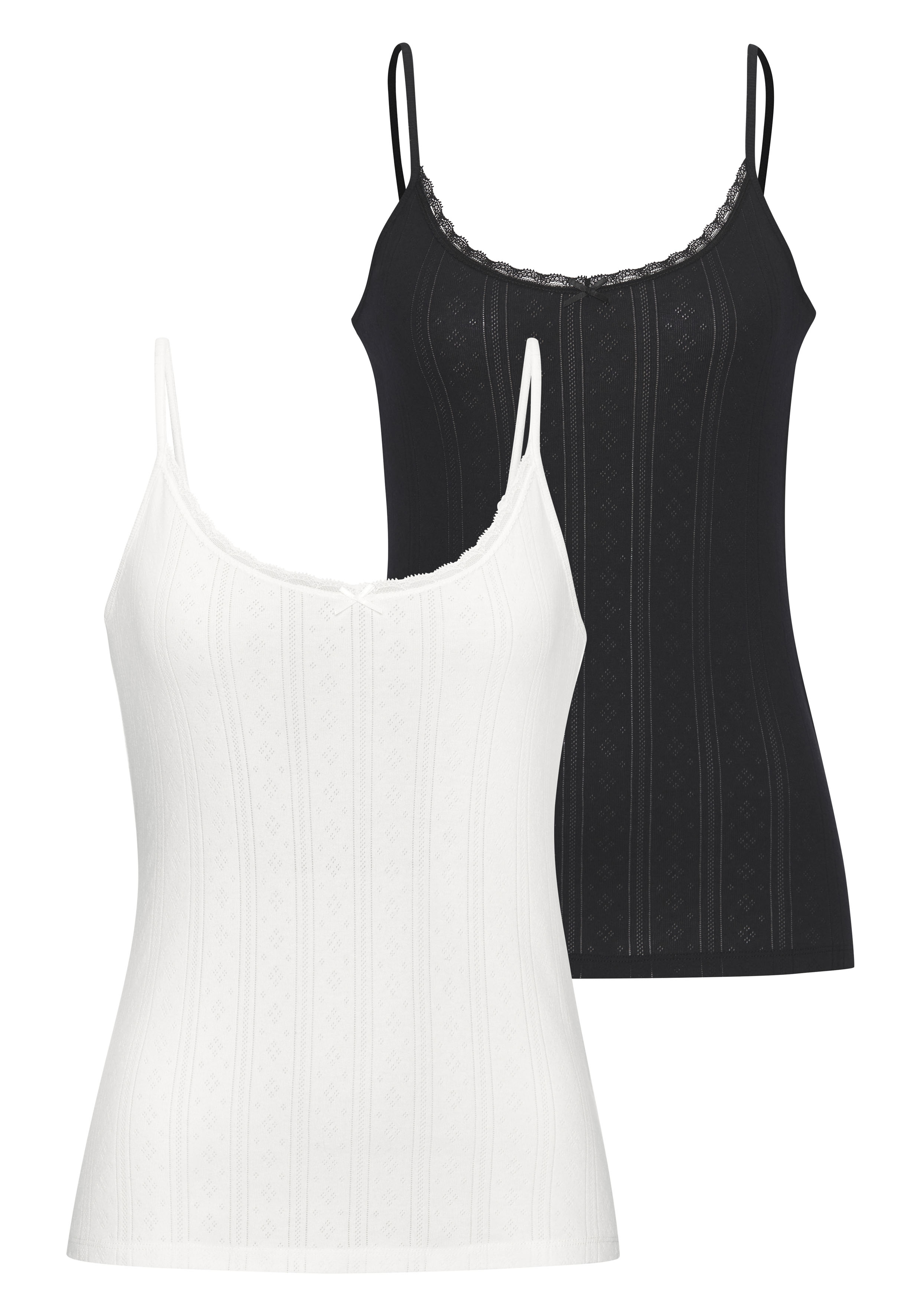 Vivance Unterhemd 2er-Pack, aus weicher Pointelle-Ware mit Spitze, reine Baumwolle